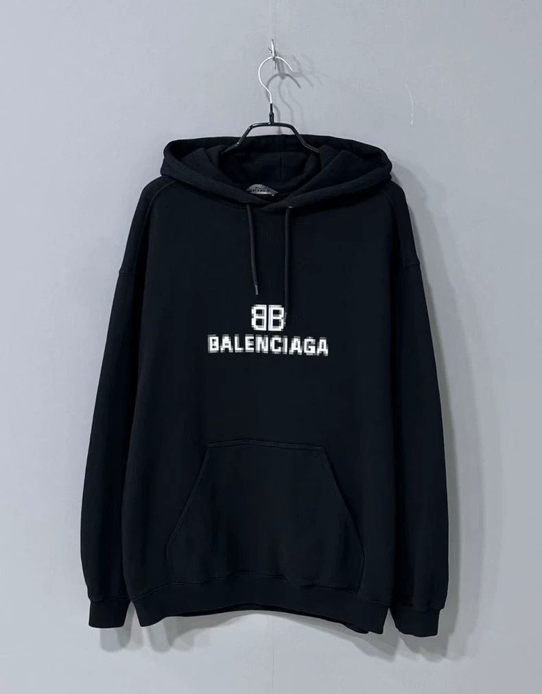 Balenciaga Balenciaga Black Mosaic Fuzzy BB Logo Hoodie Size US S / EU 44-46 / 1 - 1 Thumbnail