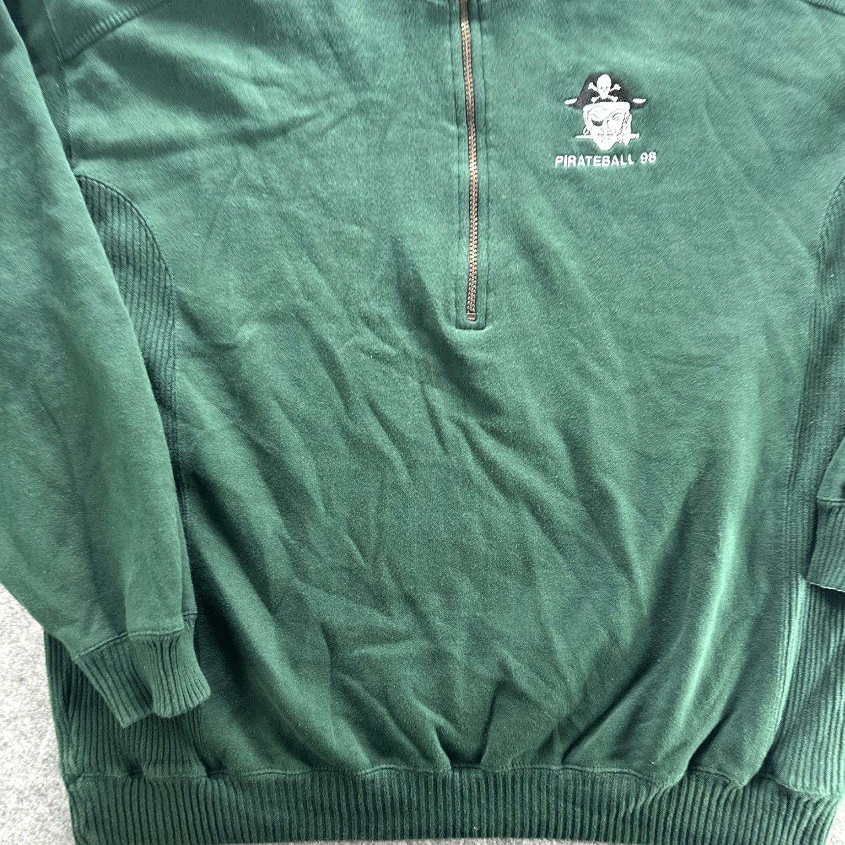 Starter VINTAGE Starter Sweatshirt Mens XL Green Quarter Zip Pirateball 98 Logo 90s Size US XL / EU 56 / 4 - 4 Thumbnail
