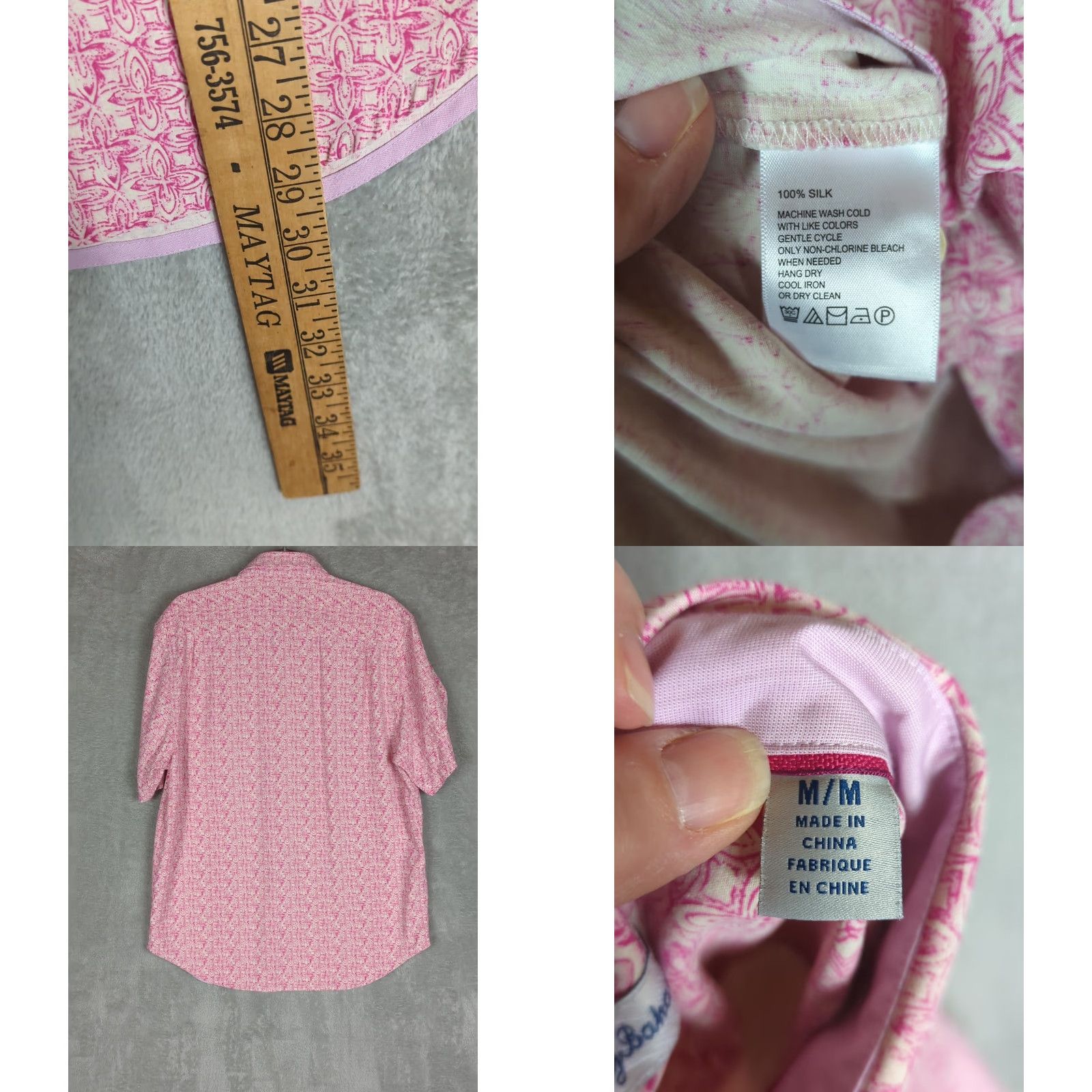 Tommy Bahama VINTAGE? No. Tommy Bahama Geovanni Geo Camp Shirt Silk Pink Short Sleeve Button-Up Casual Men M Regular Size US M / EU 48-50 / 2 - 8 Thumbnail