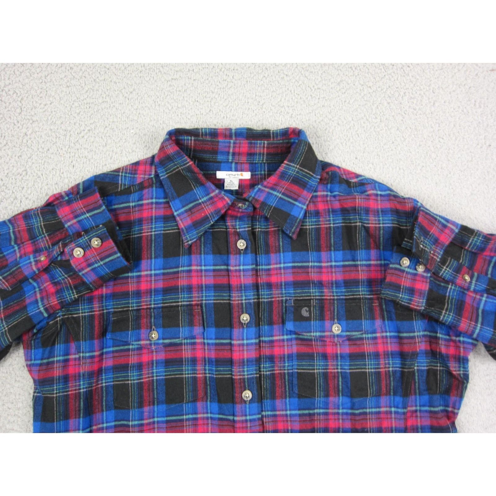 Carhartt Carhartt Shirt Womens XL Black Plaid Flannel Button Up Work Shirt XL Size XL / US 12-14 / IT 48-50 - 2 Thumbnail