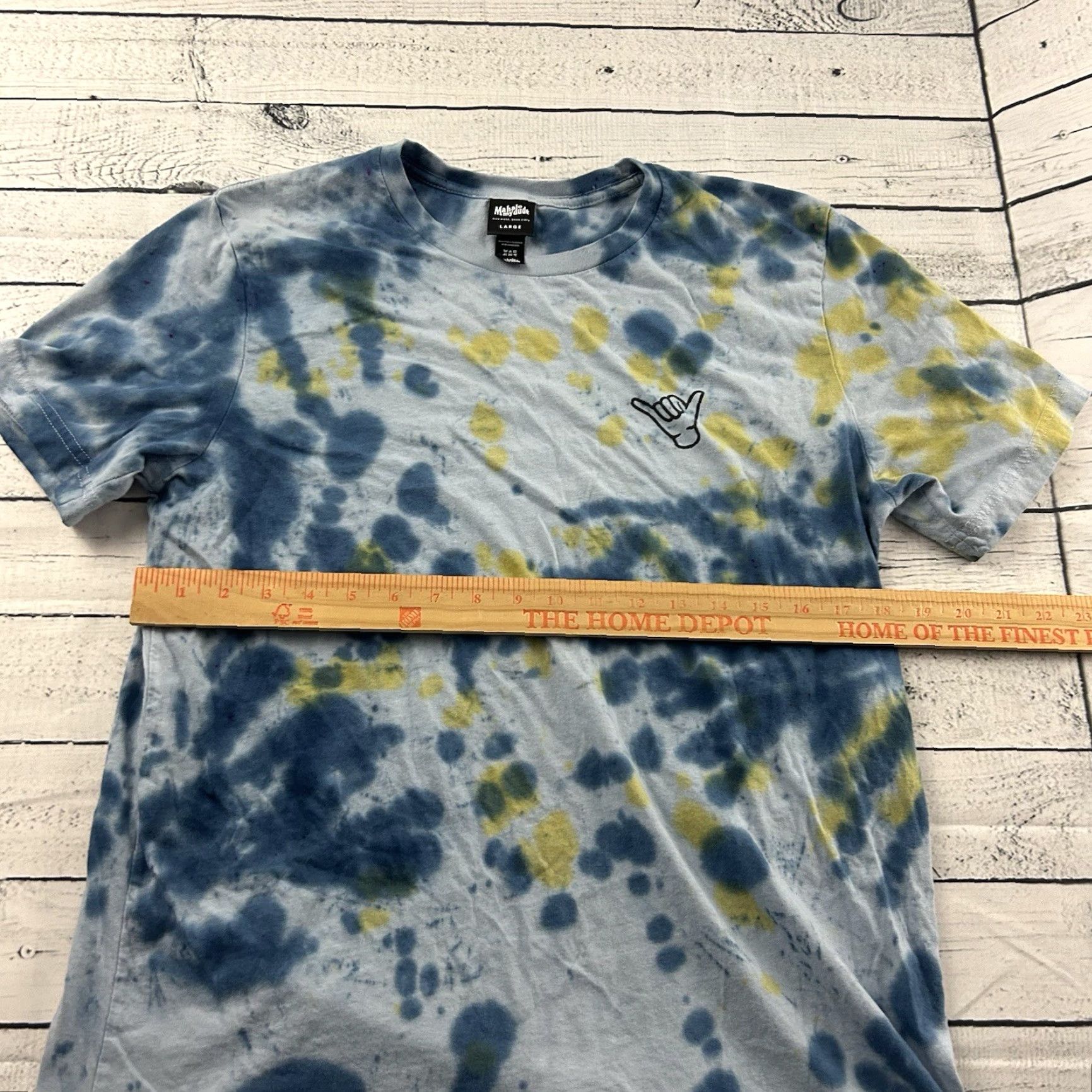 Vintage VINTAGE Mahalo My Dude Short Sleeve Tie Dye T Shirt Men's Large Blue Yellow Size US L / EU 52-54 / 3 - 6 Thumbnail