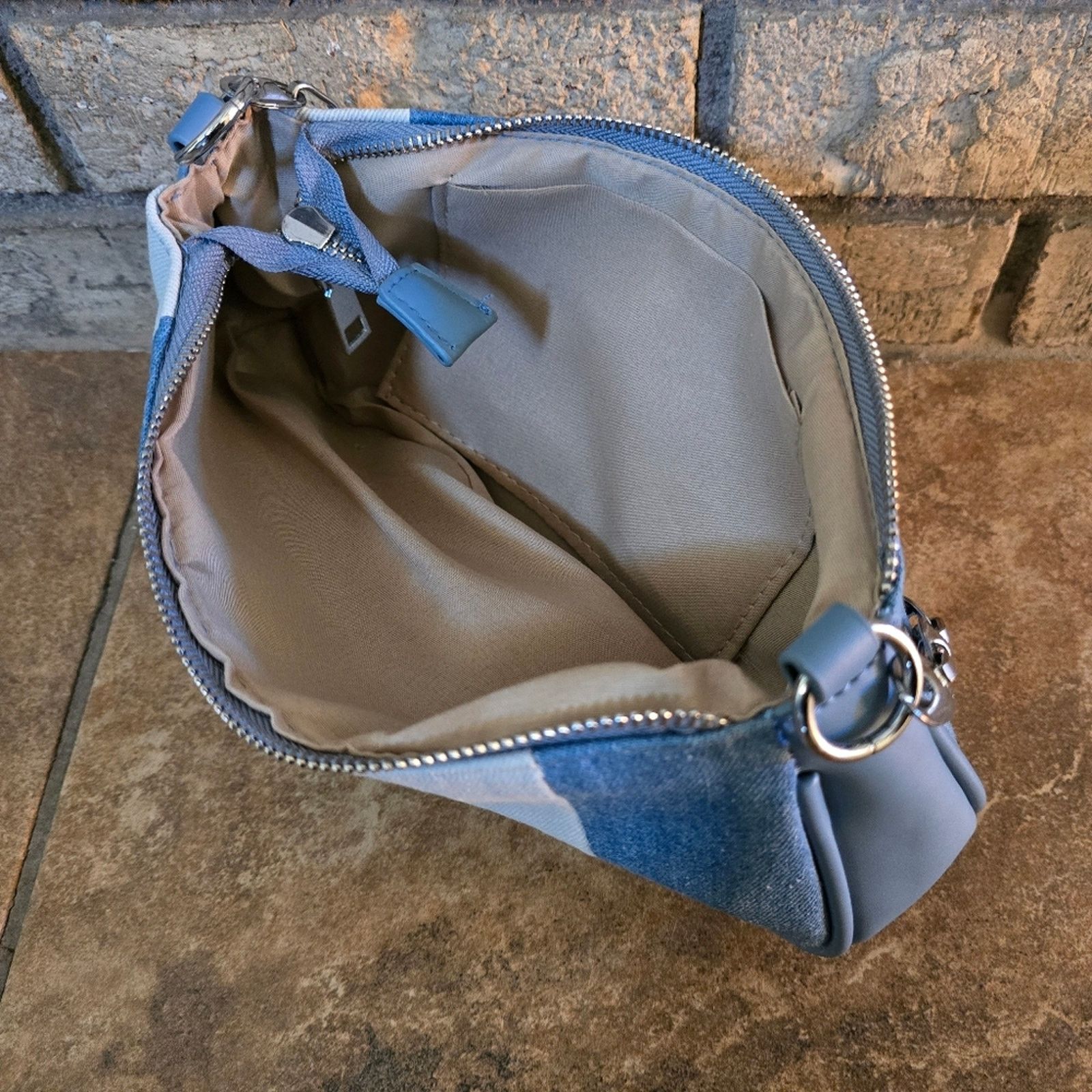 Other Denim Colorblocked Baguette Handbag Size ONE SIZE - 3 Thumbnail
