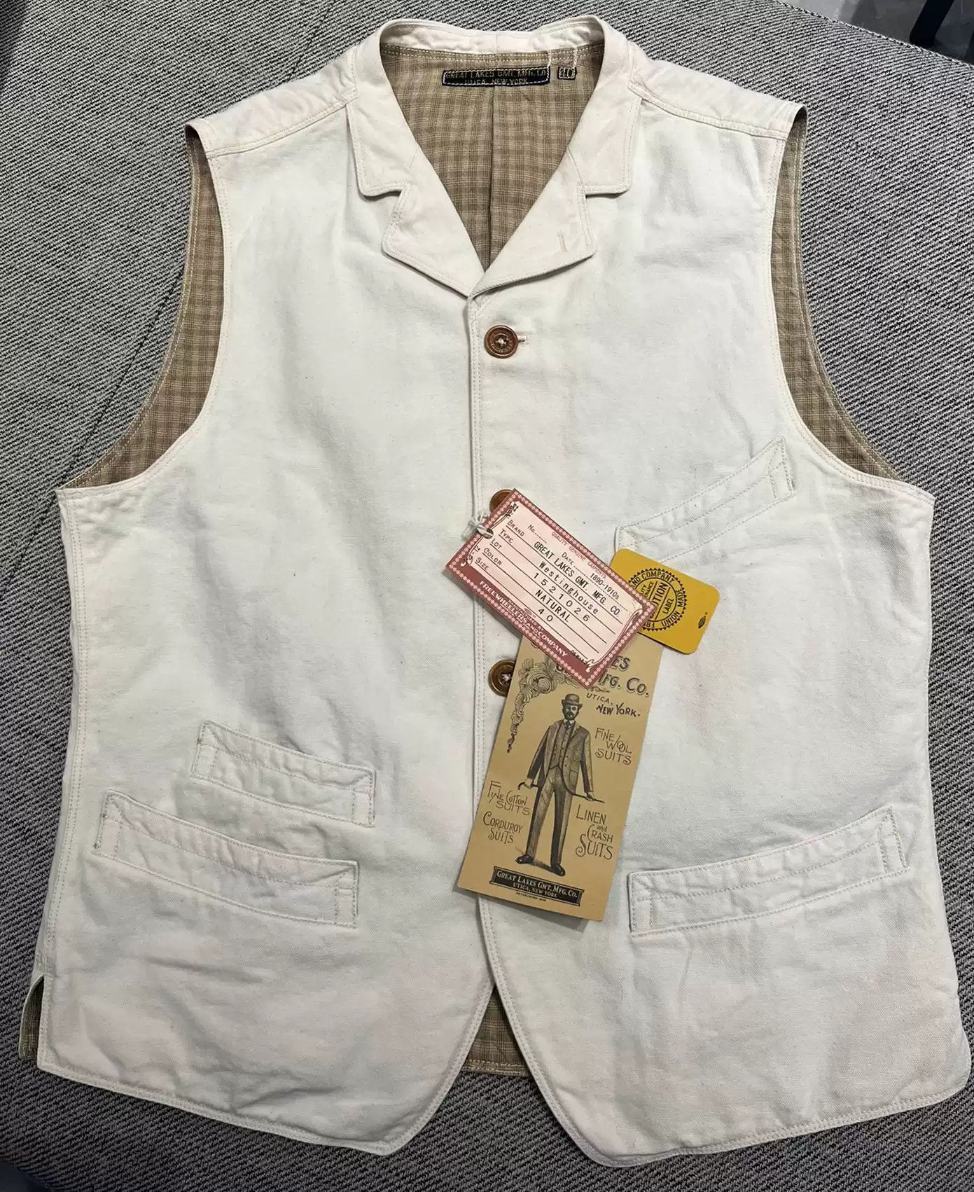 image of Freewheelers Vest in White, Men's (Size Large)