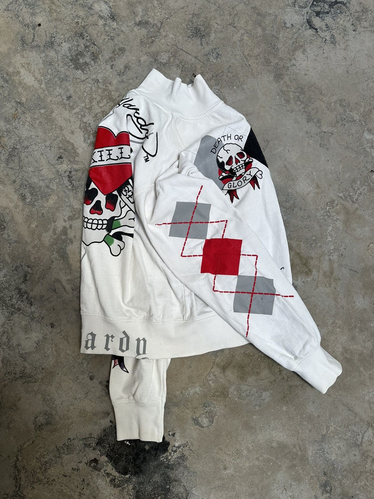 Christian Audigier × Ed Hardy × Vintage Vintage Y2k Skull Ed Hardy Zip Sweatshirt Jacket 00's Size US XL / EU 56 / 4 - 4 Thumbnail