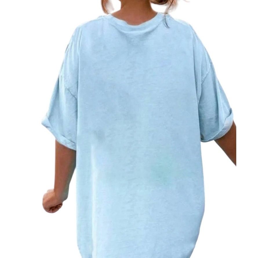 Shein Blue White Short Sleeve Crew Neck Duck Cartoon Graphic Tee Size M / US 6-8 / IT 42-44 - 2 Thumbnail
