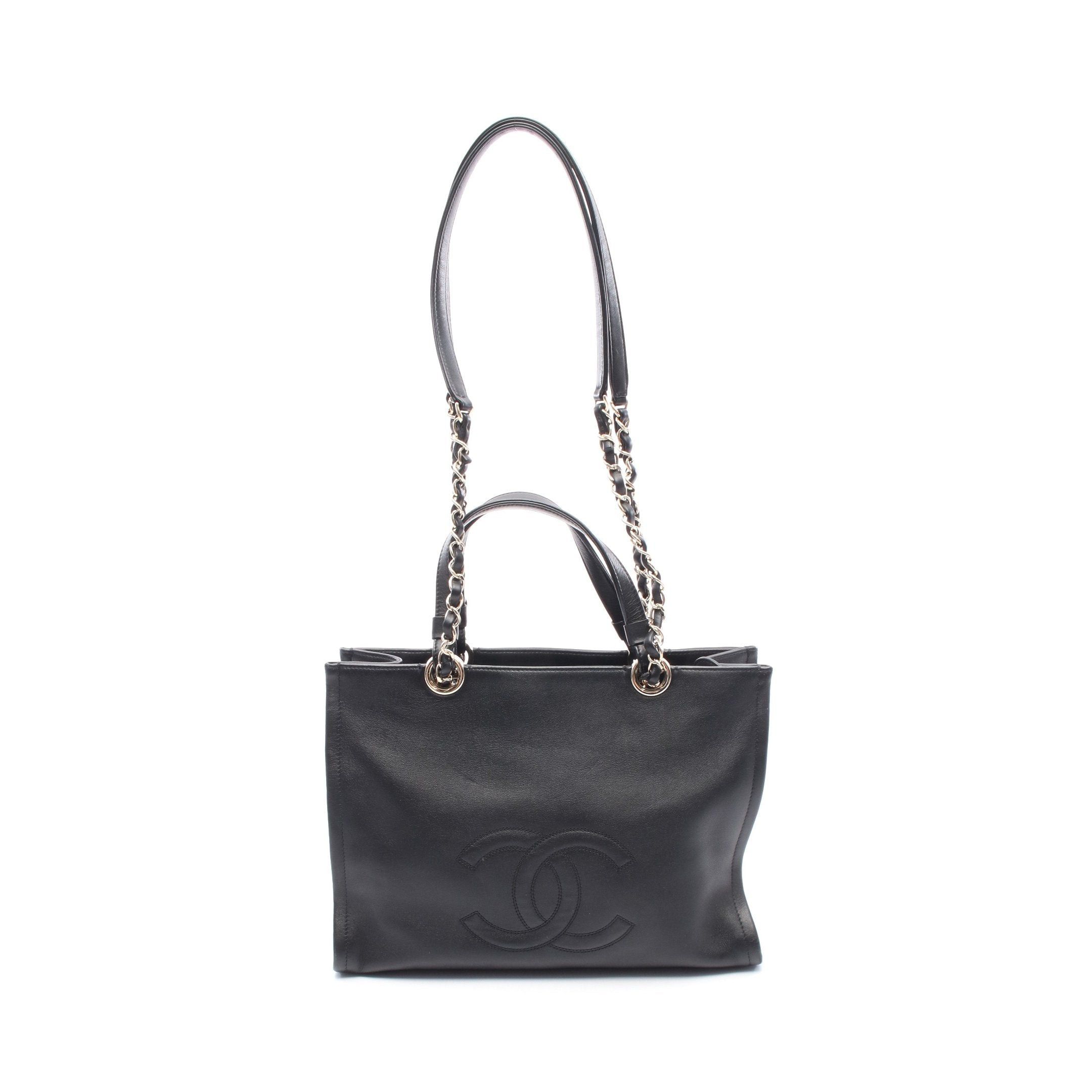 Chanel Coco Mark Chain Shoulder Bag Leather Black Gold Hardware