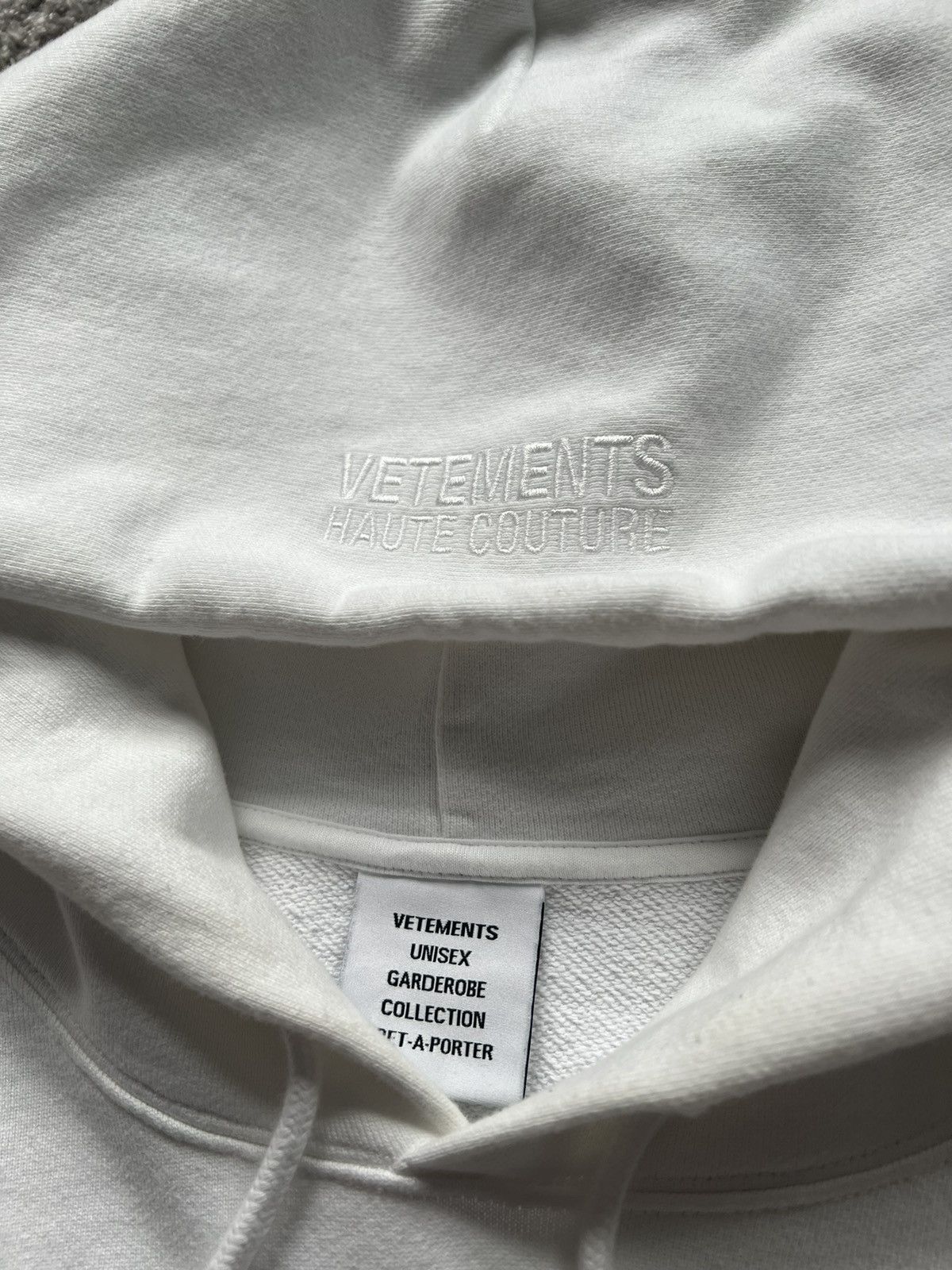 Vetements Vetements White Haute Couture Logo Oversized Hoodie Medium M Size US M / EU 48-50 / 2 - 3 Thumbnail