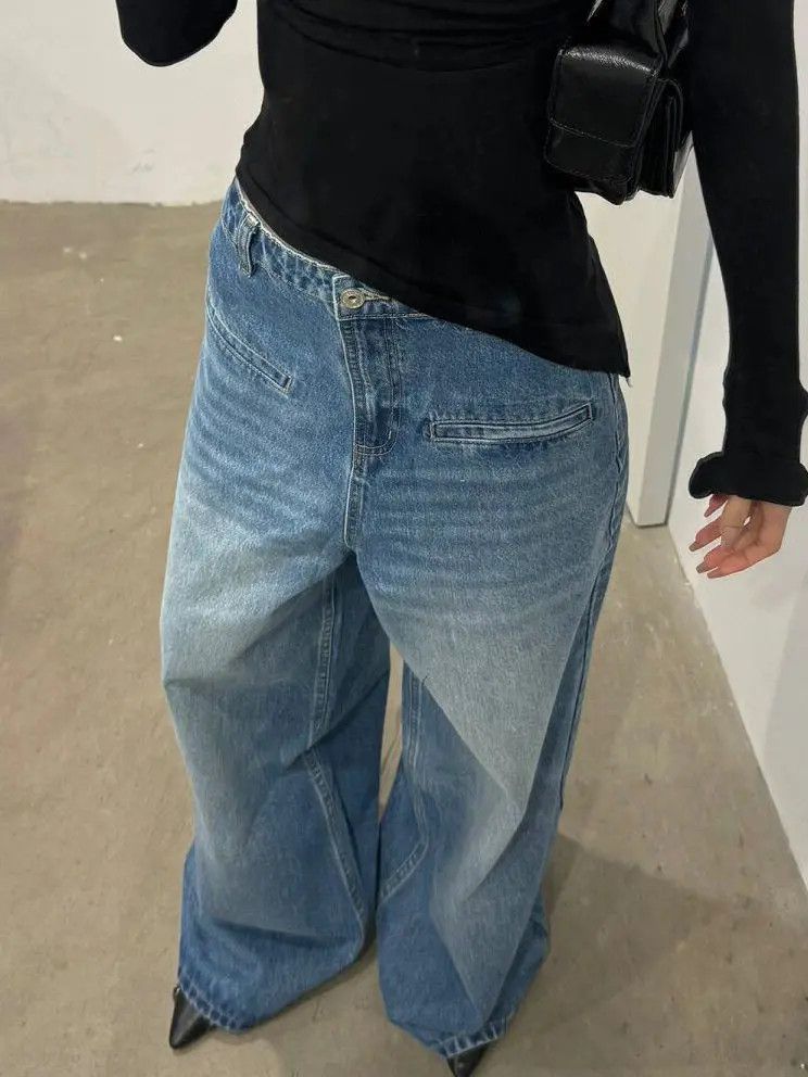 Japanese Brand Straight tube loose washed denim jeans Size US 32 / EU 48 - 4 Thumbnail
