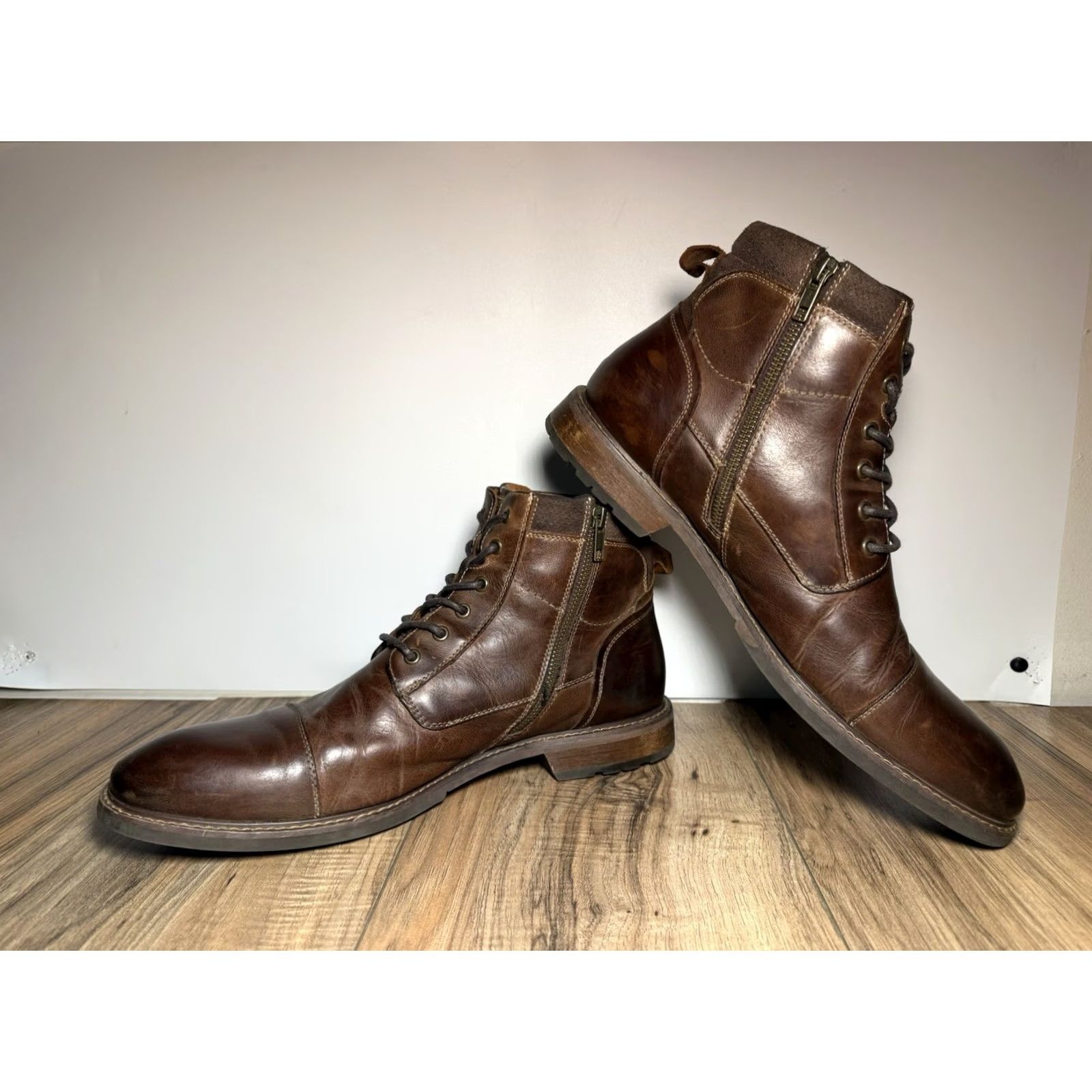 Florsheim Florsheim Chalet Cap Toe Boots Chestnut Brown Size 12 Men Boots Leather Cap Toe Chukka Zip Lace Up Casual M Brown Mens Size ONE SIZE - 7 Thumbnail