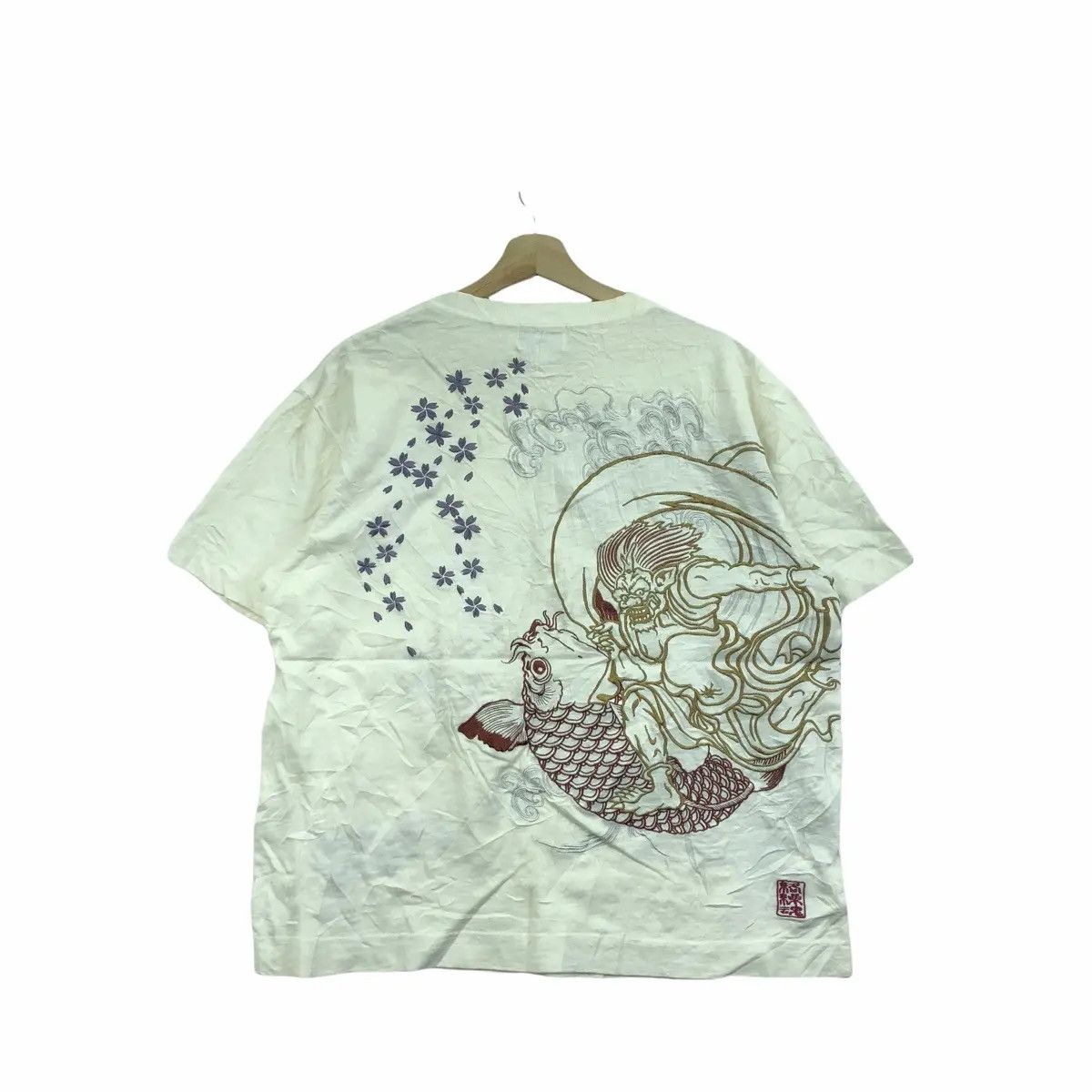 Vintage Vtg KARAKUMI FUJIN RAIJIN Dragon Ryu Tee Shirt Sukajan Size US XL / EU 56 / 4 - 2 Thumbnail