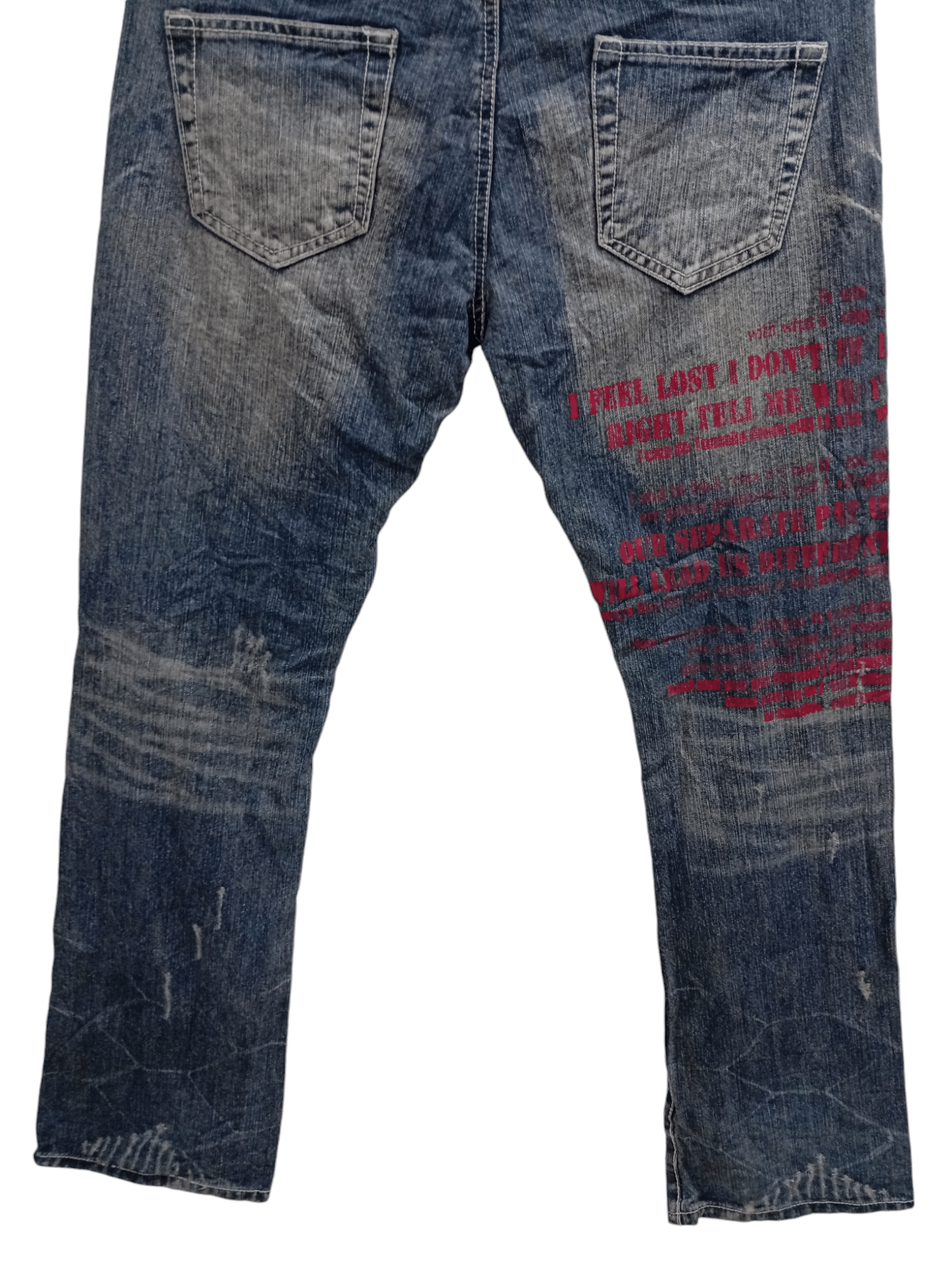 In The Attic × Vintage 🔥🔥In The Attic Patchwork Poem Statement Distressed Jeans Size US 31 - 22 Thumbnail