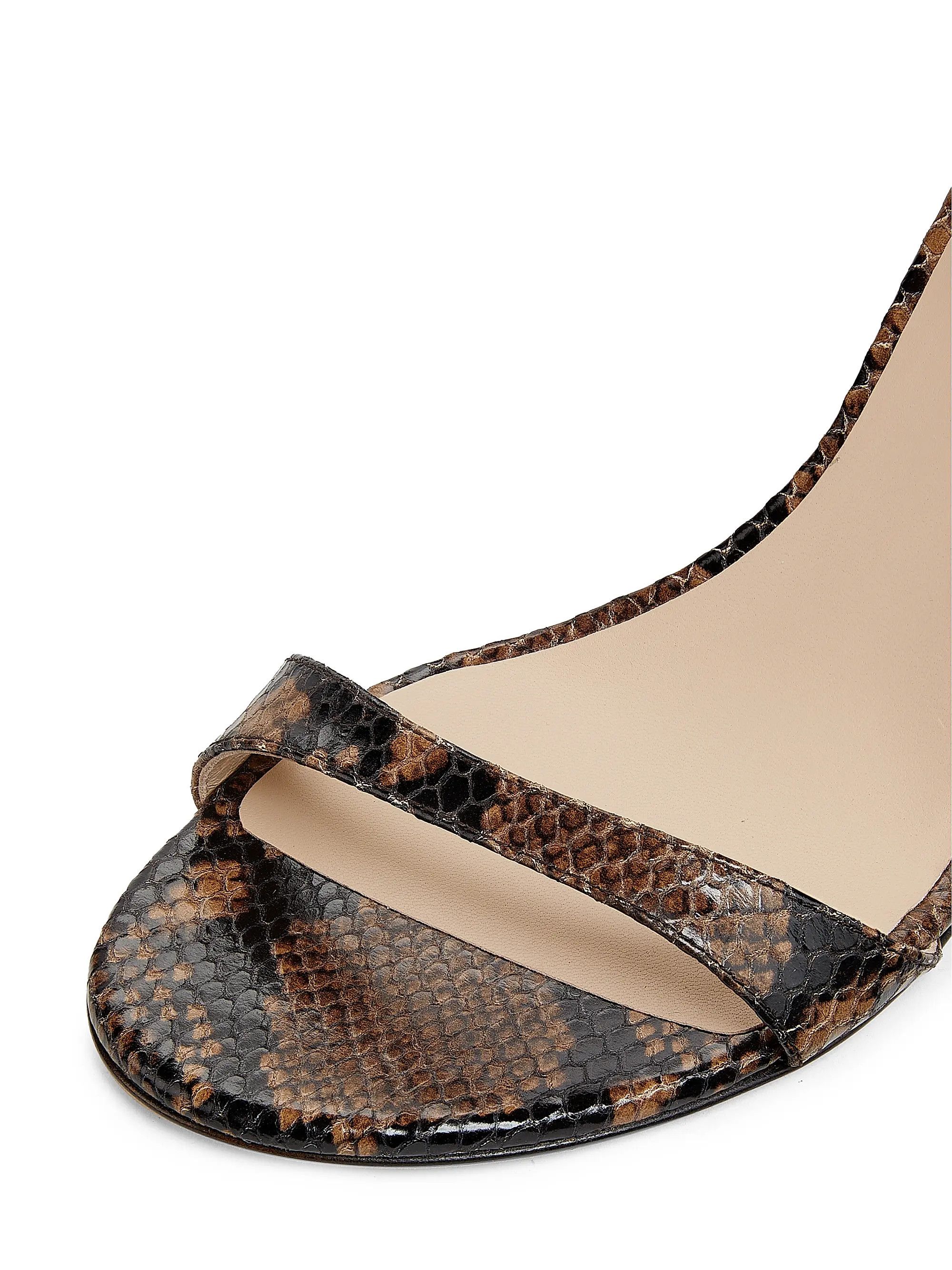 Stuart Weitzman os11x0126 Babette 85mm Snake-Embossed Sandals Size US 8 / IT 38 - 6 Thumbnail