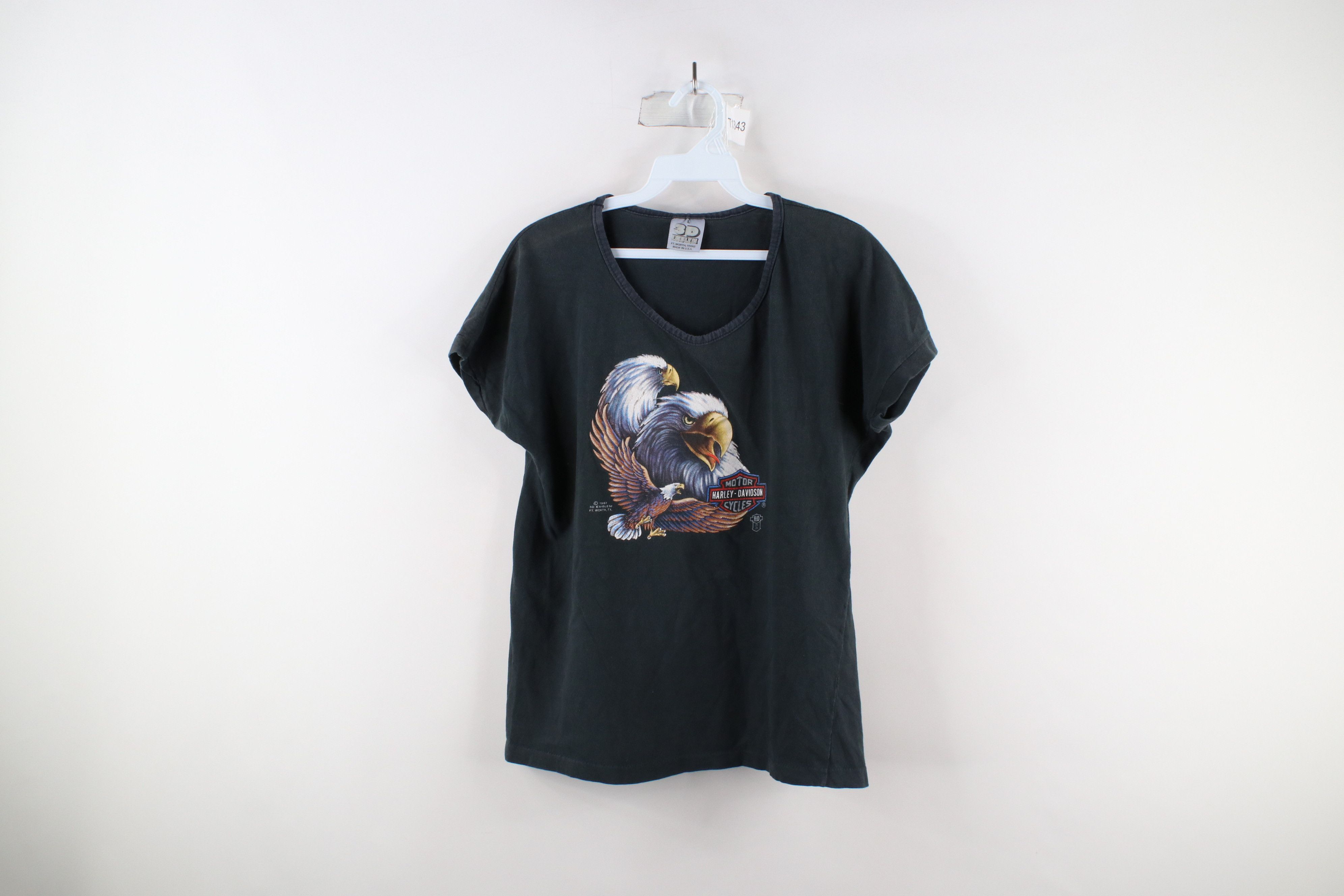 Vintage 80s 3D Emblem Harley Davidson Eagle T-Shirt USA