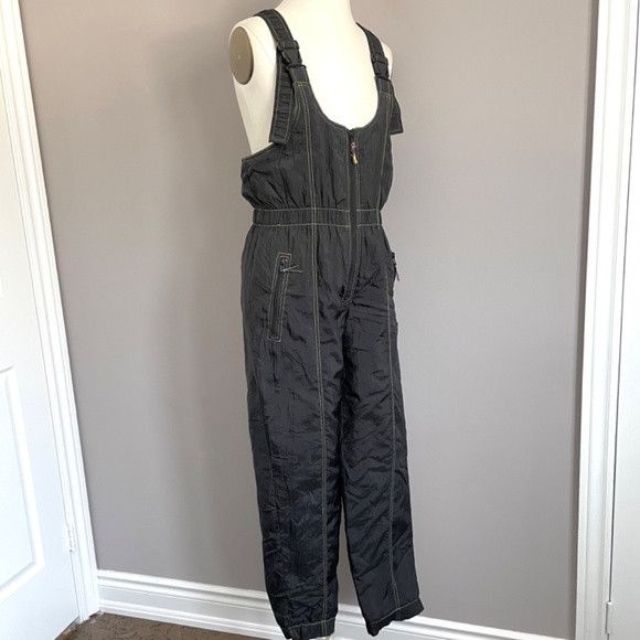 Vintage Vintage 80s Black Insulated Ski Pants Overalls - Small Size 28" / US 6 / IT 42 - 2 Thumbnail