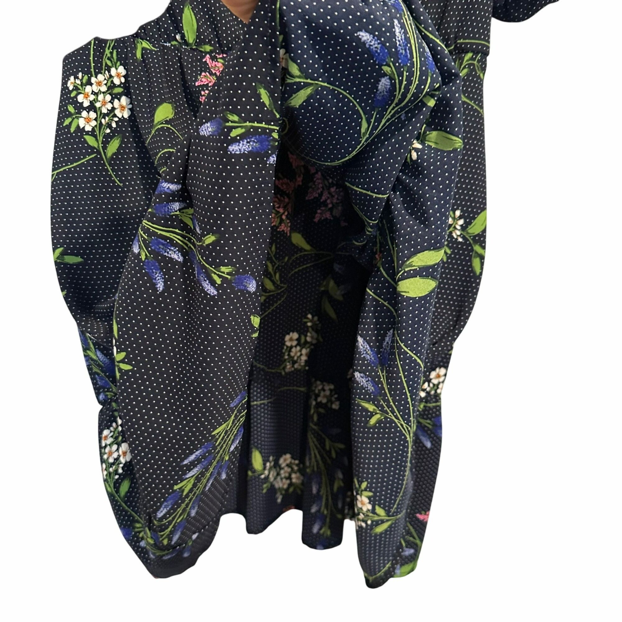 Other ✨Kensie Women's Sz 6 Navy Floral Pocketed Flounce Pouf Sleev Size M / US 6-8 / IT 42-44 - 5 Thumbnail