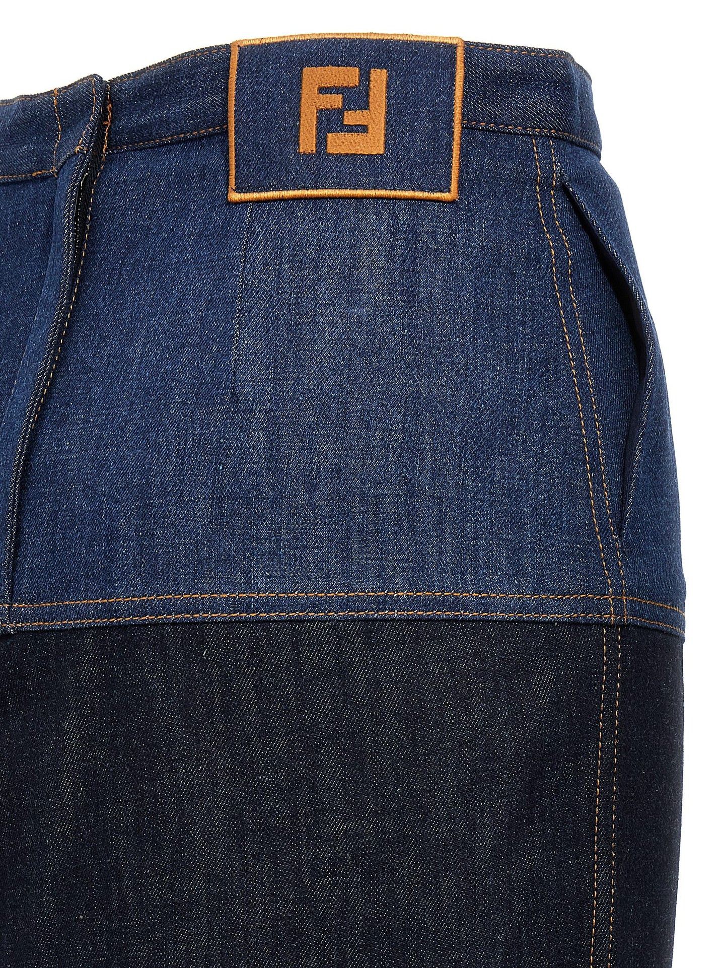 Fendi o1loc1c0126 Bicolor Denim Skirt in Blue Size 28" / US 6 / IT 42 - 4 Thumbnail