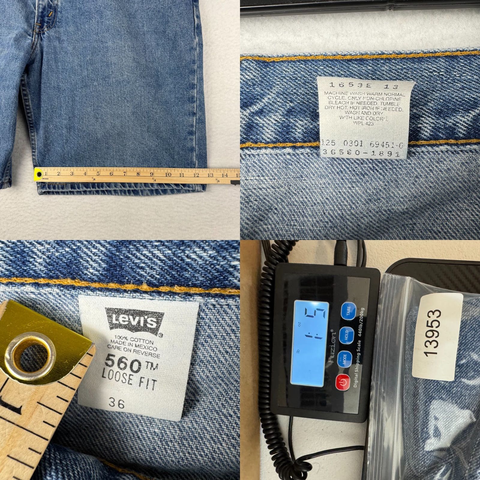 Levi's VINTAGE Levi's Bermuda Denim Shorts 560 Relaxed Mens 36x11 Blue 2001 Y2K Baggy Jorts 5-Pocket Design Size US 36 / EU 52 - 8 Thumbnail
