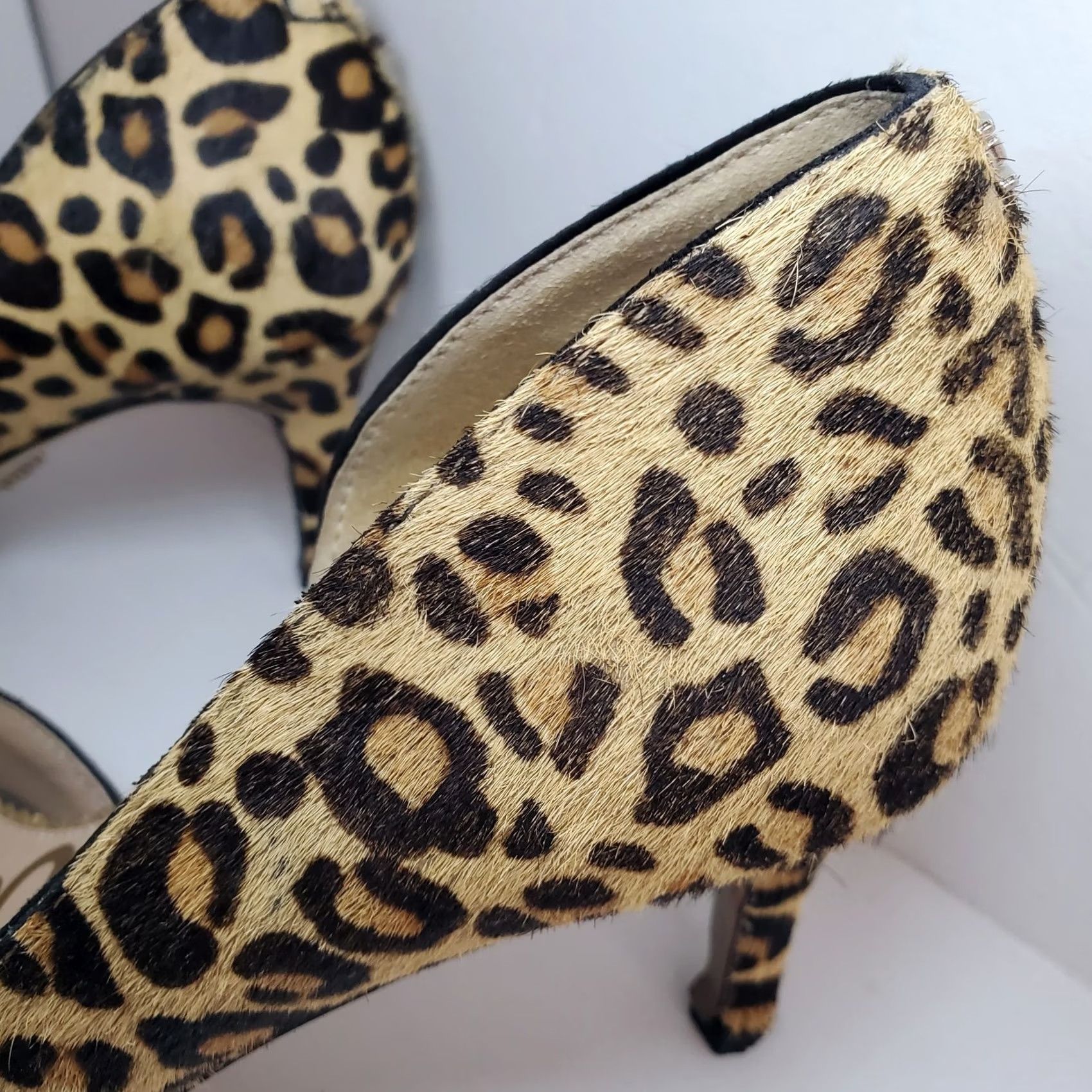 Sam Edelman Sam Edelman Real Calf Hair Leopard Print Kitten Heels Womens Size 5 Brown Pointed Toe Slip On D'Orsay 90s Clubwear Office Siren Womens Size US 5 / IT 35 - 6 Thumbnail