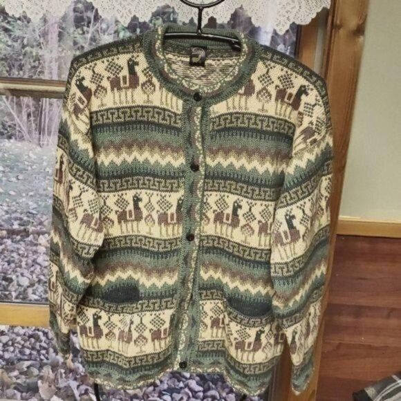 Other Arcohi's Hand Knitted Graphic 100% Alpaca Button Down Sz. M Size M / US 6-8 / IT 42-44 - 1 Thumbnail