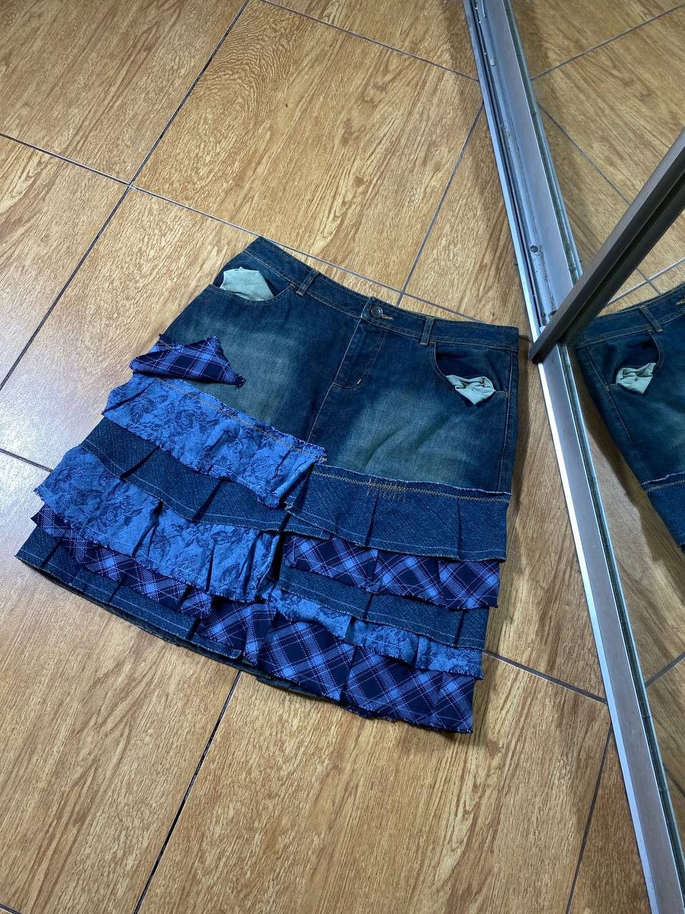 Vintage Y2K Bondage Zip Denim Maxi Mini Skirt Size 30" / US 8 / IT 44 - 8 Thumbnail