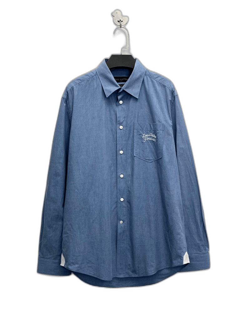 Louis Vuitton Louis Vuitton Blue Embroidered Logo Shirt Jacket-2506 Size US M / EU 48-50 / 2 - 1 Thumbnail