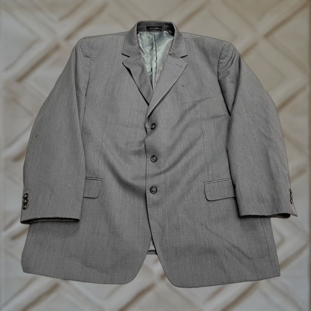 Michael Kors Michael Kors Blazer Jacket Mens Wool Blend Gray 50L Double-Vented Notch Lapel Three-Button Single-Breasted Padded Shoulders Size 50L - 1 Thumbnail