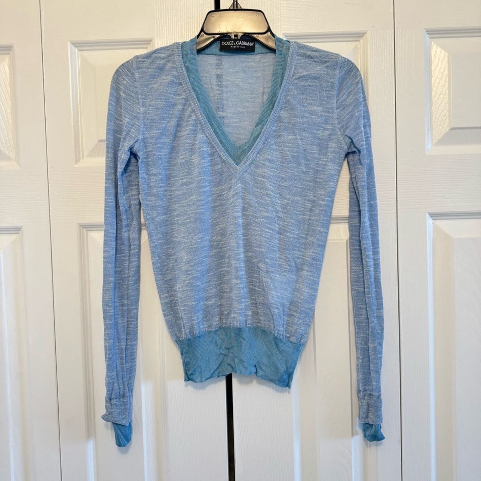 Dolce & Gabbana Dolce & Gabbana Sky Blue V-Neck Top, Size 38 Size XS / US 0-2 / IT 36-38 - 1 Thumbnail