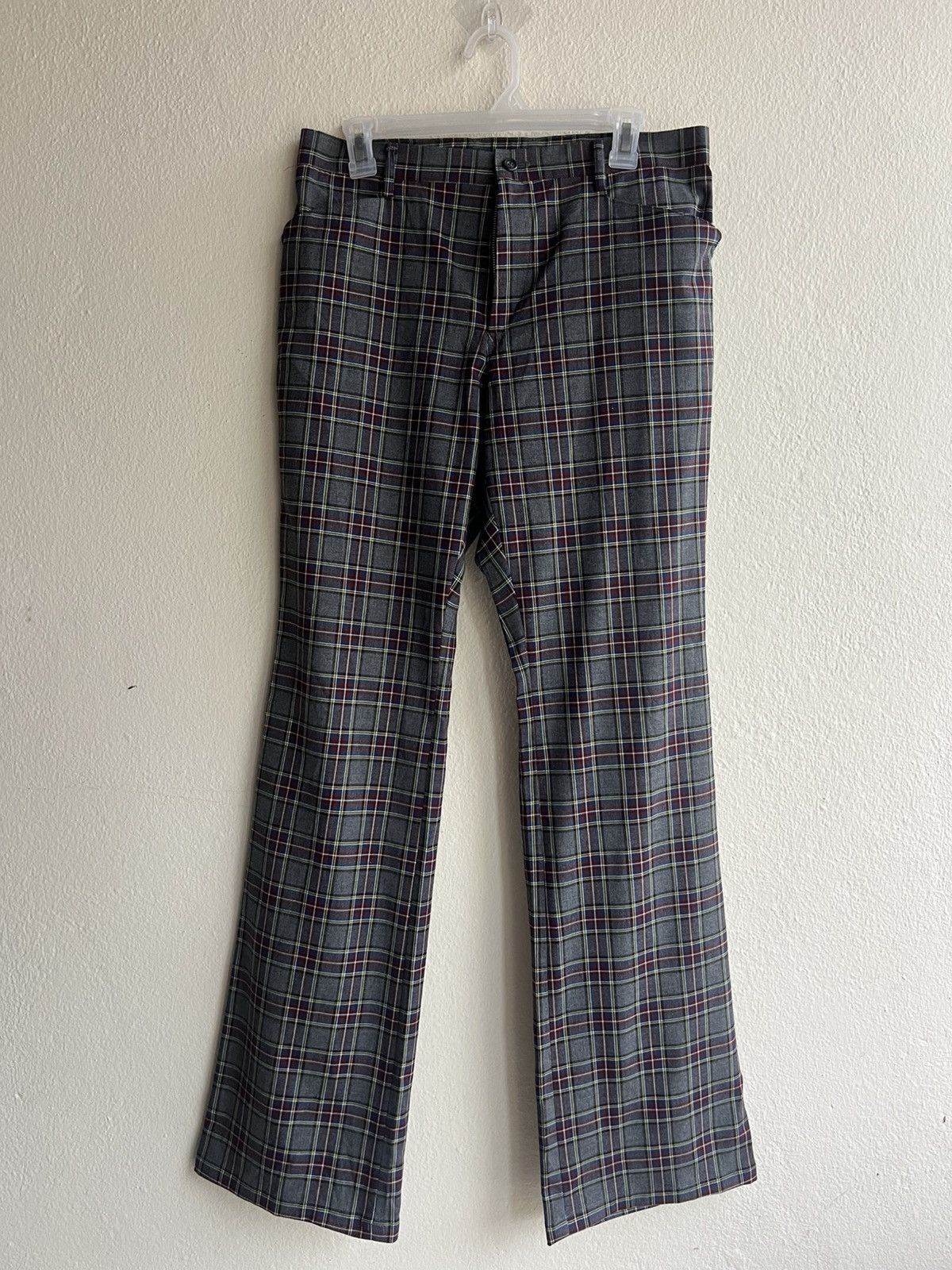PPFM Vintage PPFM Rayon Polyester Blend Stretch Tartan Flare Pant Size US 31 - 1 Thumbnail
