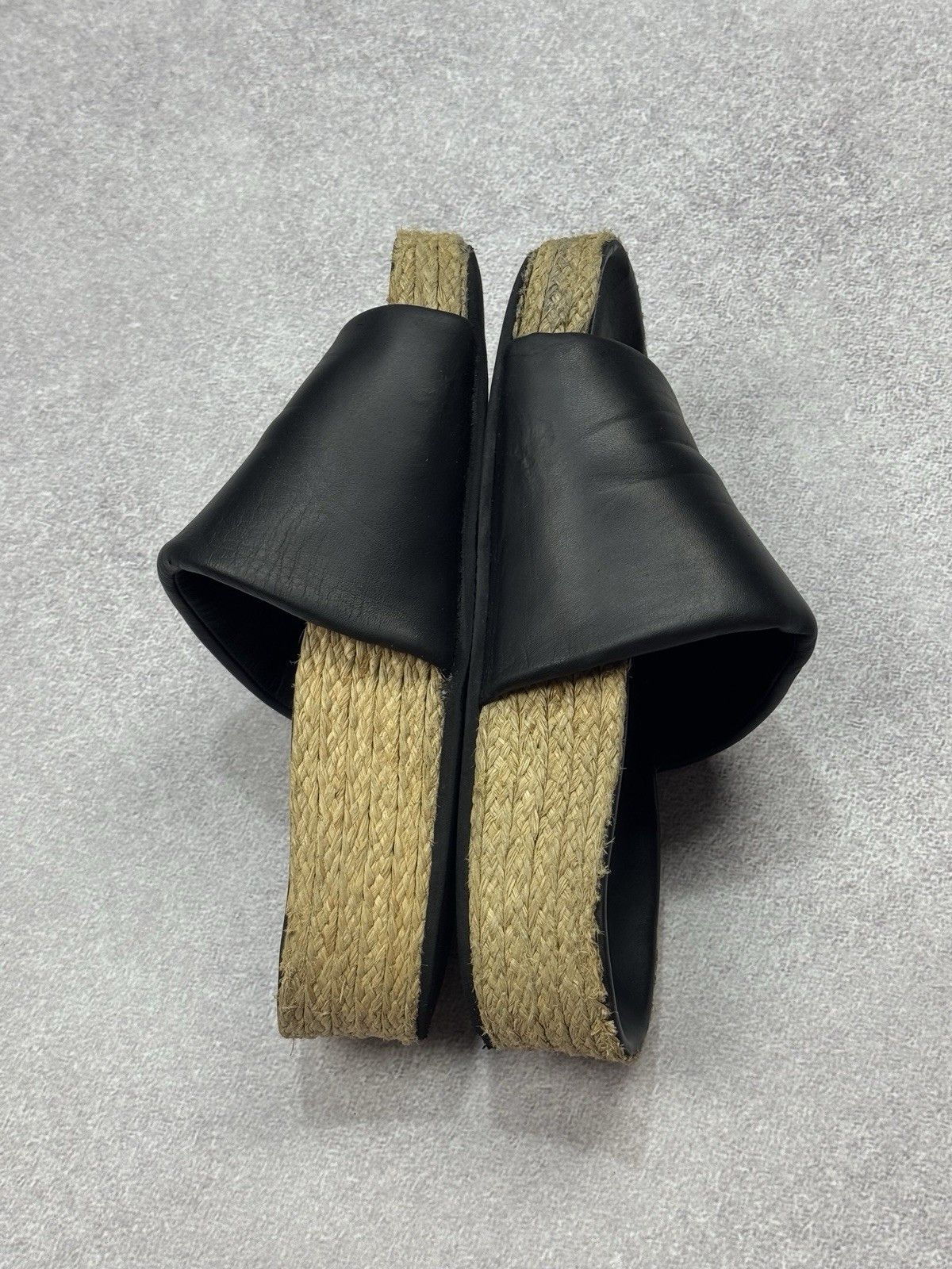Celine Celine Black Leather Flat Sandals Espadrille Slides Woman Size US 7.5 / IT 37.5 - 14 Thumbnail