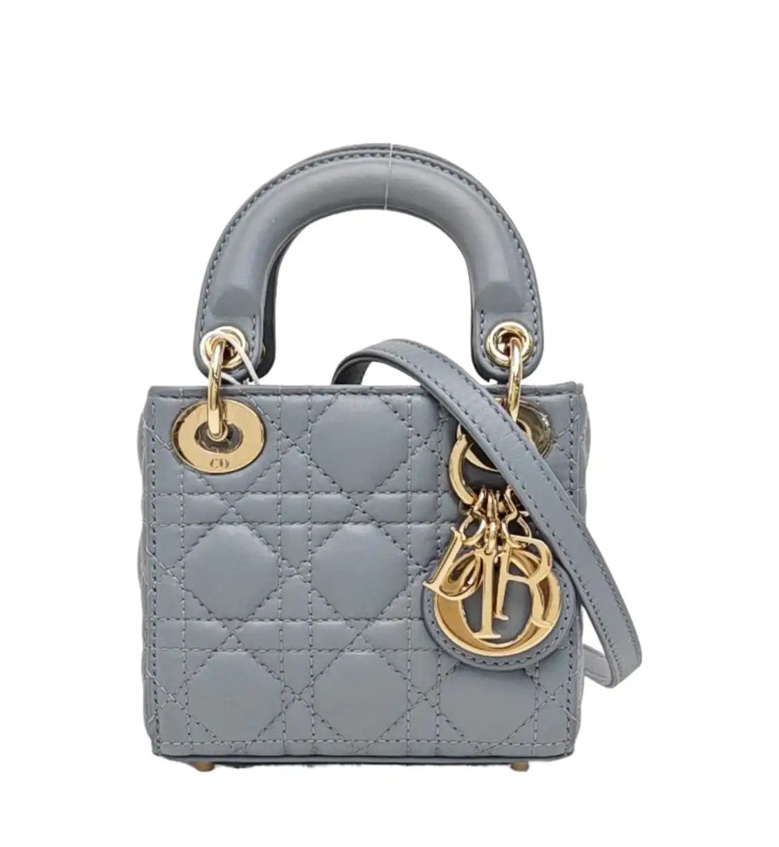 Dior DIOR Lady Dior micro blue sheepskin rattan plaid quilted Lady bag shoulder bag g Size ONE SIZE - 1 Thumbnail