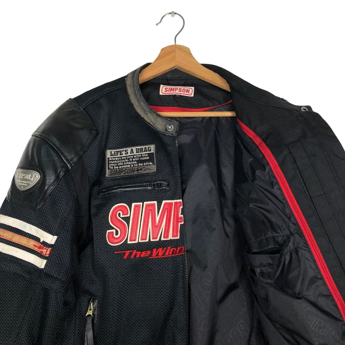 Japanese Brand 🔥VINTAGE RACING BIKER JACKET SIMPSON BIG LOGO SPELL OUT Size US L / EU 52-54 / 3 - 12 Thumbnail