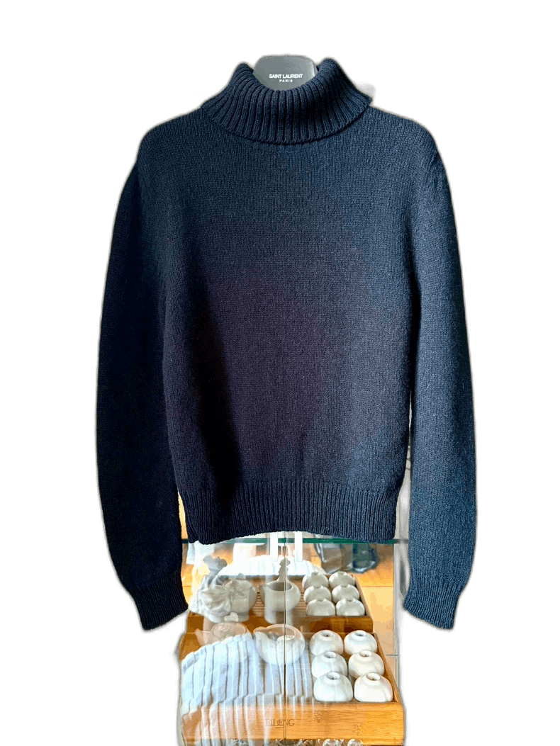 saint laurent black turtleneck wool sweater