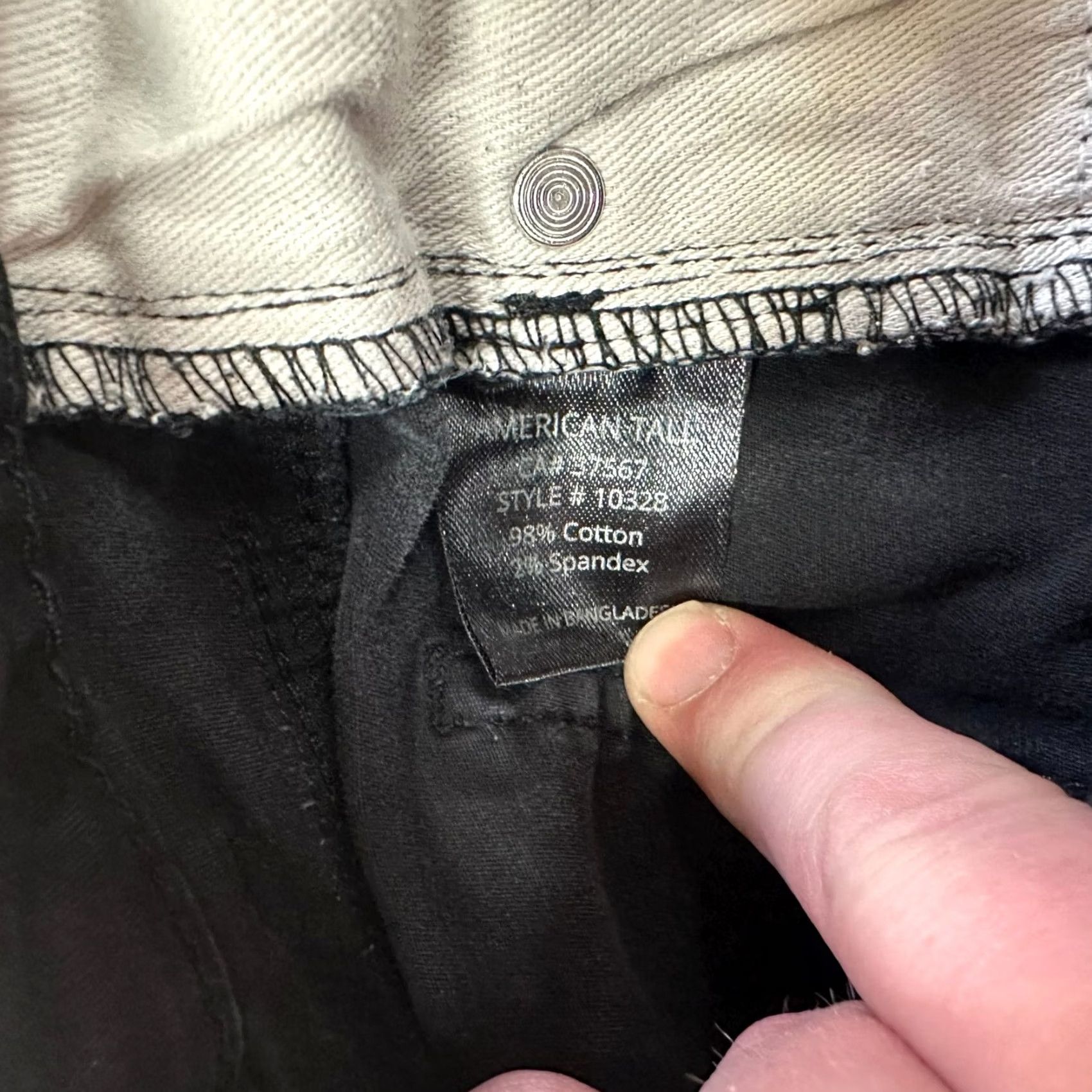 Vintage American Tall Men's 32x38 Chino Pants Slim Tapered Fit Black Cotton Blend Stretch 5-Pocket Size US 32 / EU 48 - 4 Thumbnail