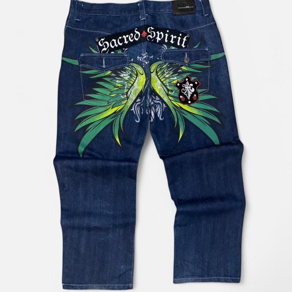 Affliction × Vintage Y2k Raw Blue Sacred Spirit Jeans Size US 40 / EU 56 - 1 Thumbnail