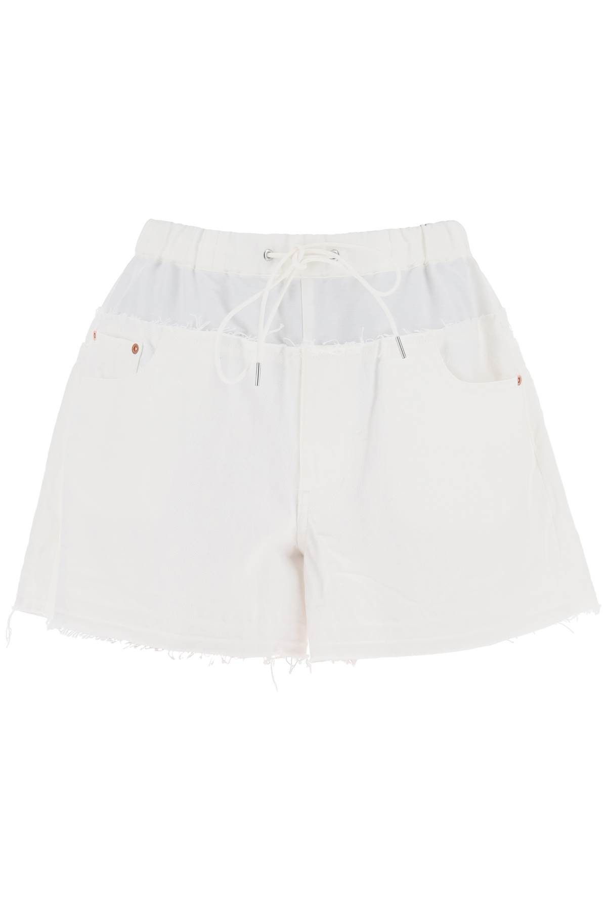 image of Sacai Hybrid Denim Shorts For Men in White, Women's (Size 26)