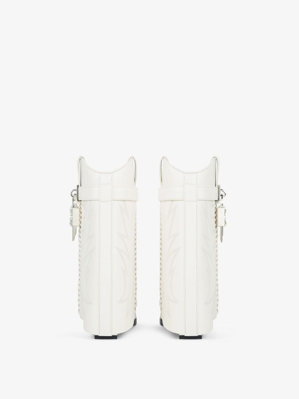 Givenchy o1w1db10525 Shark Lock Cowboy Ankle Boots in White Size US 5 / IT 35 - 5 Thumbnail