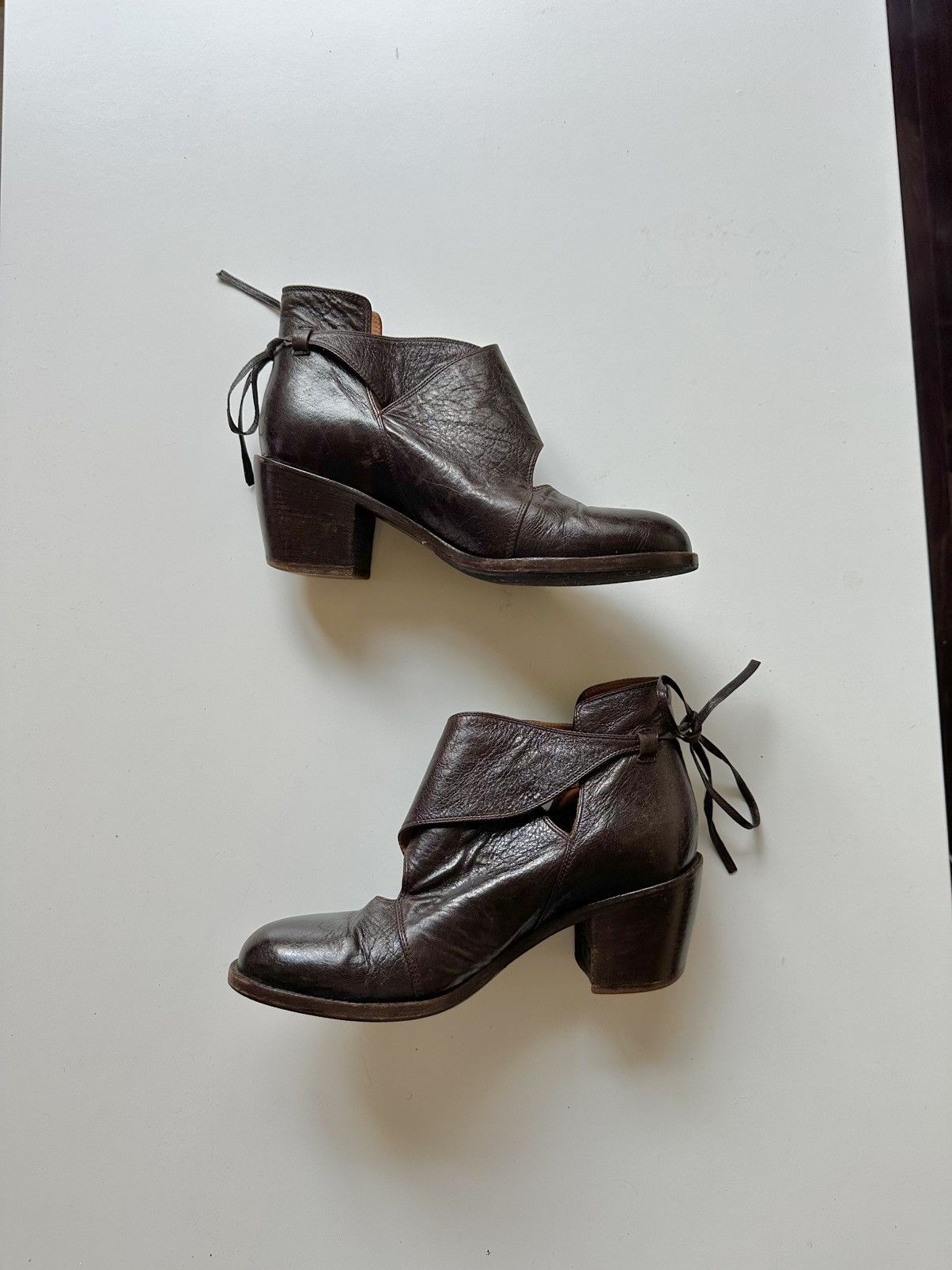 Dries Van Noten Dries Van Noten Cut Out Tie Ankle Boots Brown Leather 37 7 Size US 7 / IT 37 - 3 Thumbnail
