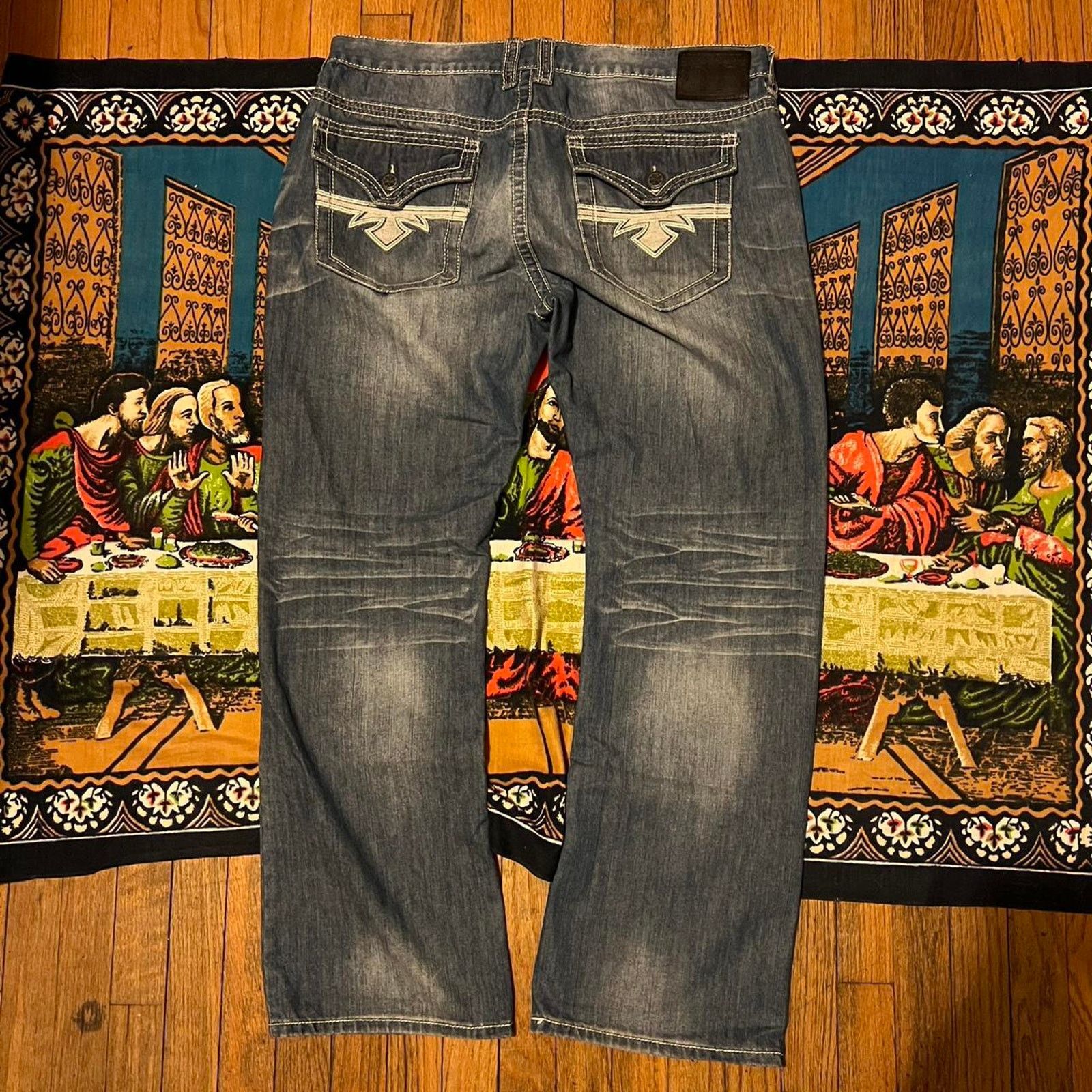 パンツ red tab w34 southpole affliction jnco JNCO Y2k Affliction Southpole Red Tab Baggy Jeans | Grailed