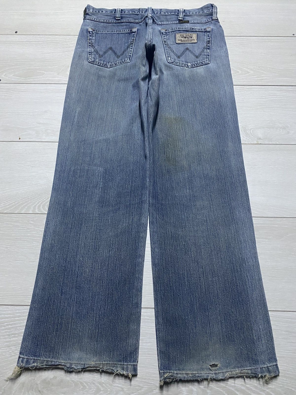 Wrangler Vintage Wrangler Faded Mud Wash Distressed Straight Jeans Size US 32 / EU 48 - 2 Thumbnail