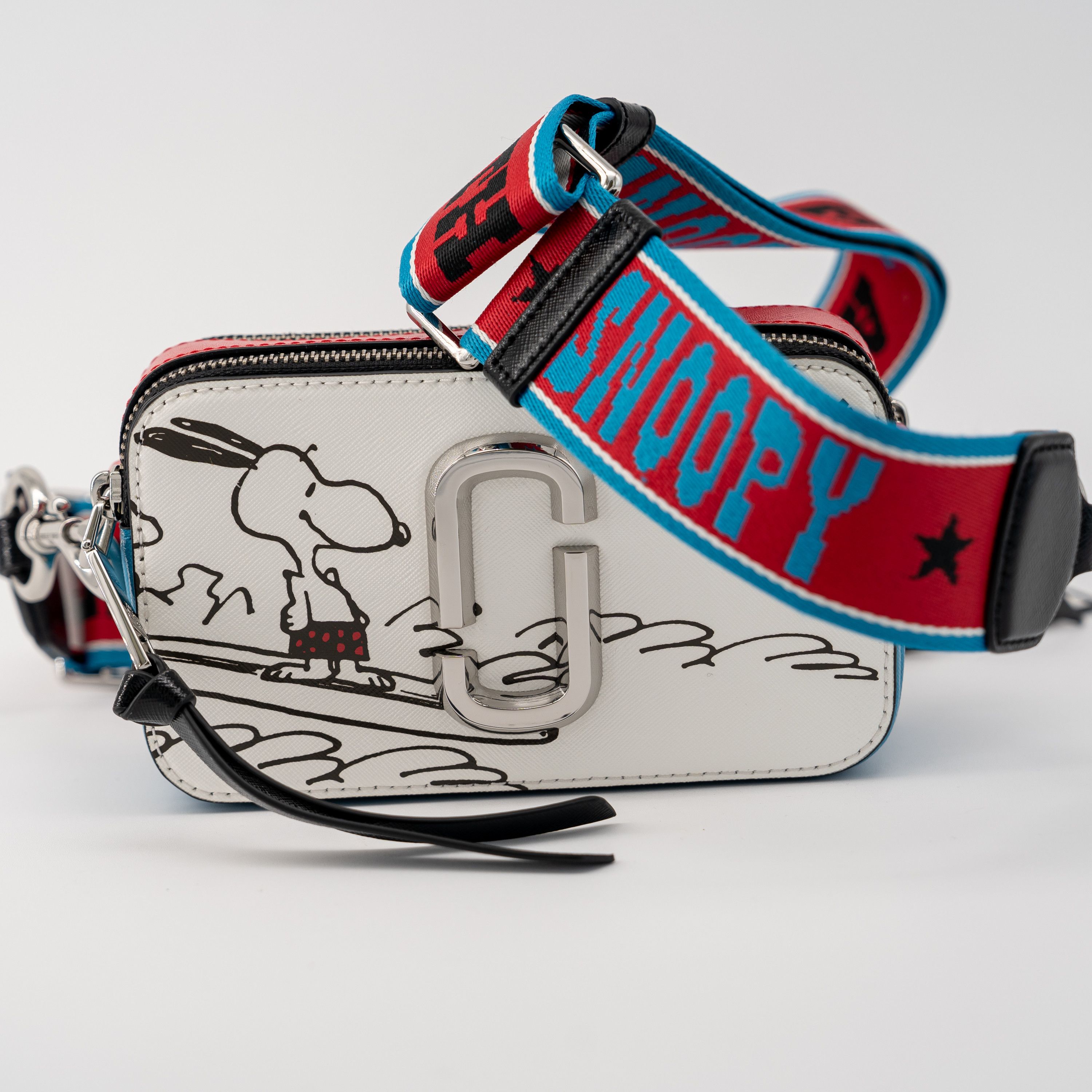 Marc Jacobs Snapshot Peanuts Camera Bag White Blue Snoopy, Women's