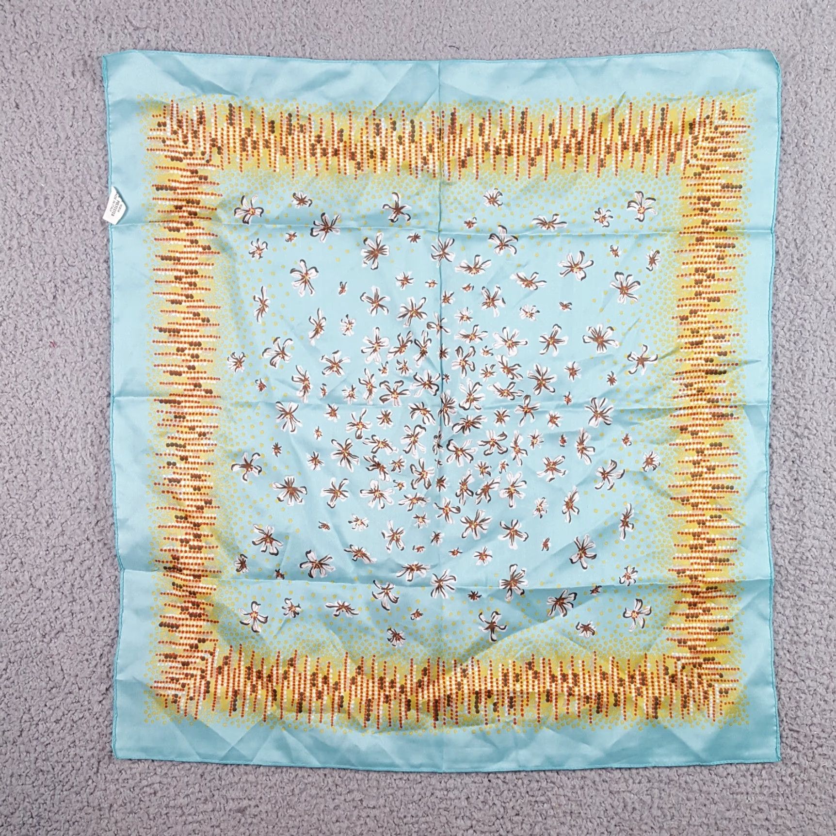 Vintage VINTAGE Vintage 80s Italian Flower Floral Art Bandana Handkerchief Spring Bloom Scarf Size ONE SIZE - 6 Thumbnail