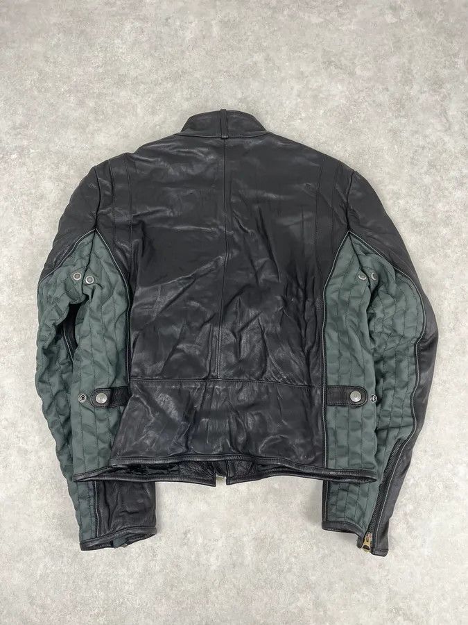 Armani 2000s Armani Hybrid Black & Green Leather Biker Jacket Size US M / EU 48-50 / 2 - 6 Thumbnail