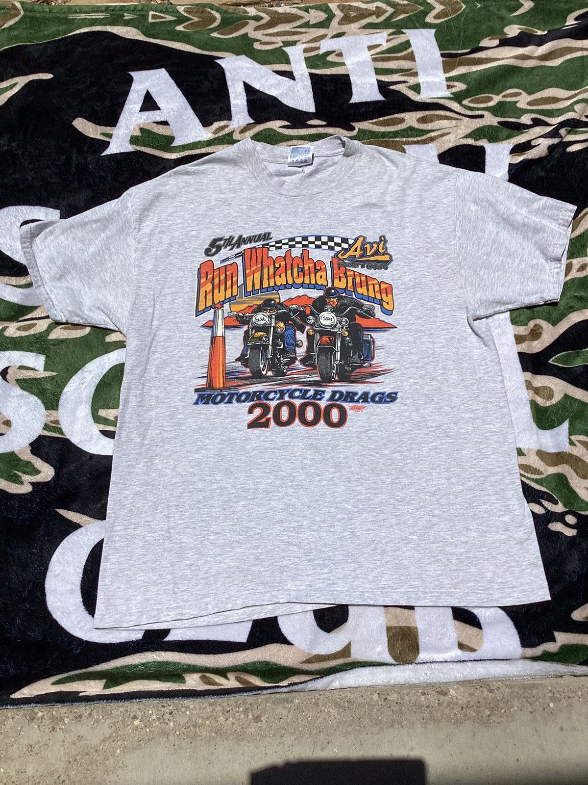 Vintage 2000 run what you bring motorcycle drags Laughlin Nevada Tee Size US XL / EU 56 / 4 - 1 Thumbnail