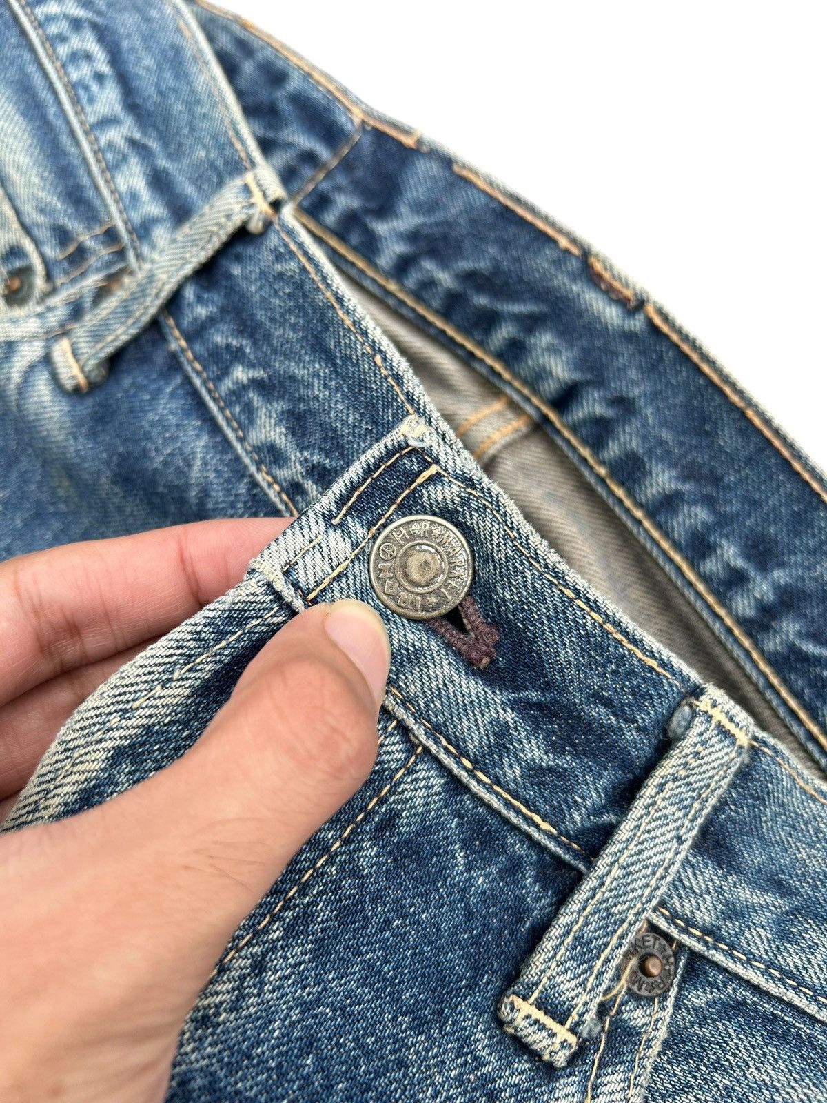 Japanese Brand × Kapital × Vintage HR.MARKET BLUE BLUE SELVEDGE Distressed Denim Jeans Size US 30 / EU 46 - 5 Thumbnail