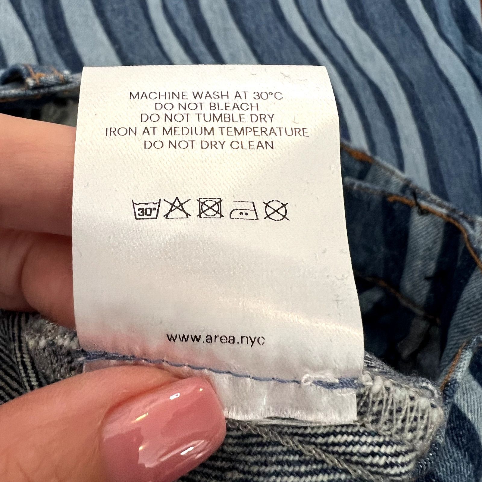 Area AREA Sunray High-Rise Wide-Leg Jeans Blue Print Size 31 Size 31" - 9 Thumbnail