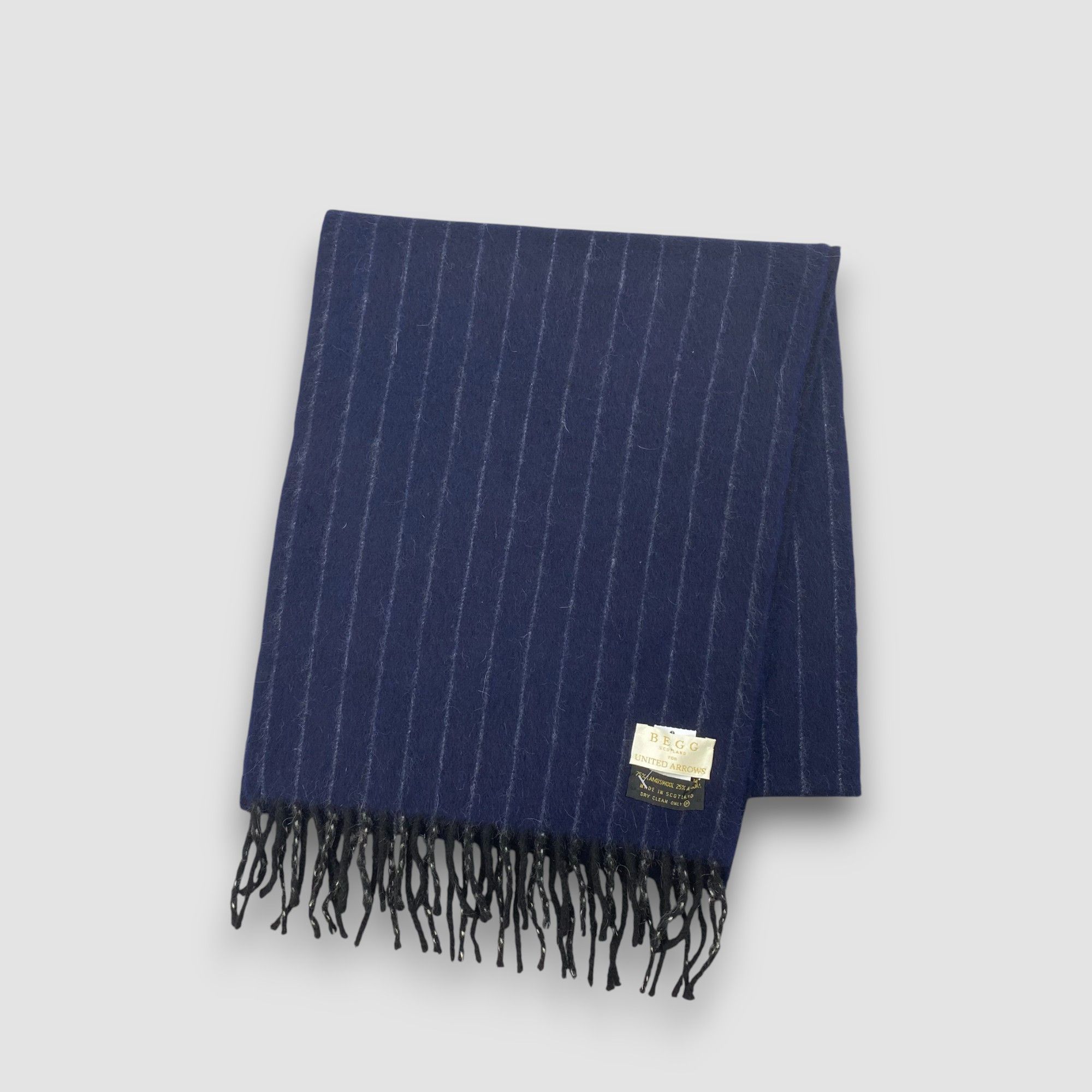 Japanese Brand Vintage Begg Scarf Muffler Wool Winter Fringe Scarves Size ONE SIZE - 3 Thumbnail