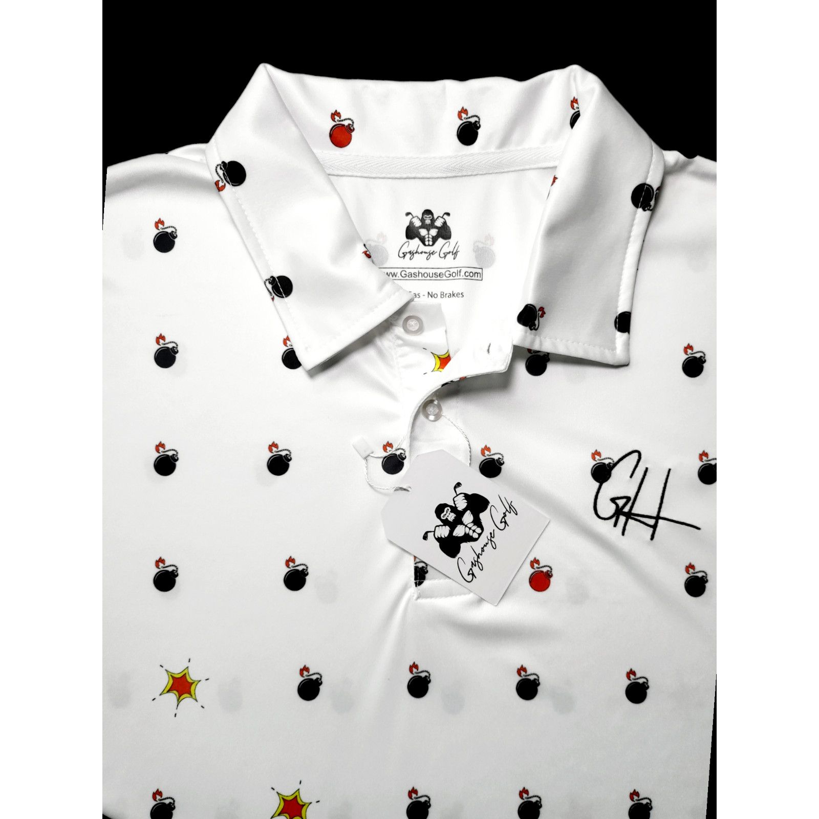 Other NWT GASHOUSE GOLF Bombs Away Performance Polo White Size L Size US L / EU 52-54 / 3 - 10 Thumbnail