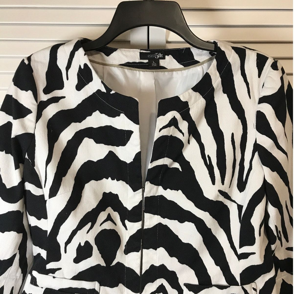 Other East 5th Avenue Black Zebra Print V-neck ¾ Sleeve Jacket L Size L / US 10 / IT 46 - 5 Thumbnail
