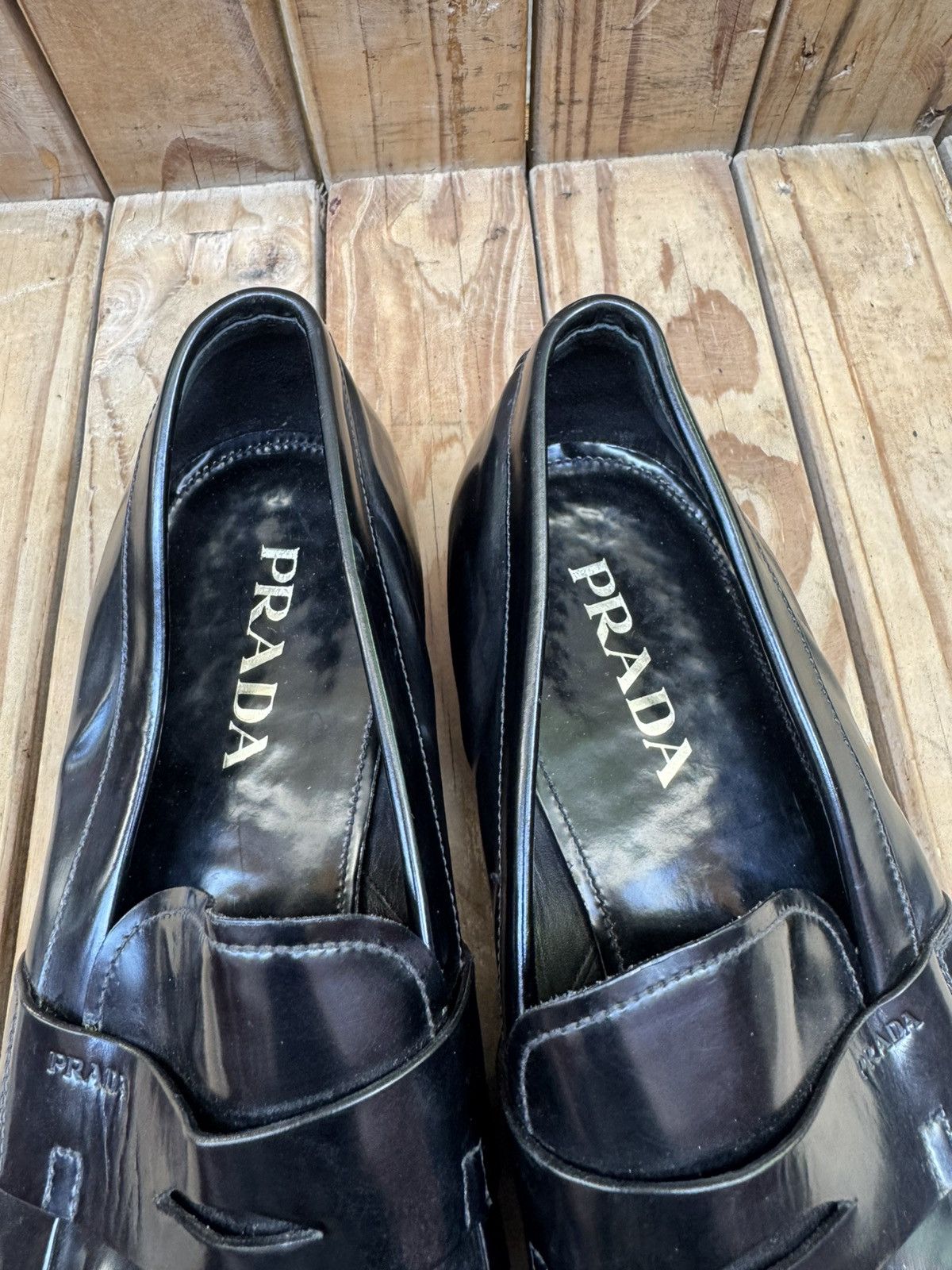 Prada Prada Men’s Penny black Leather Loafers Size Uk 9.5 USA 10.5 Size US 10.5 / EU 43-44 - 13 Thumbnail