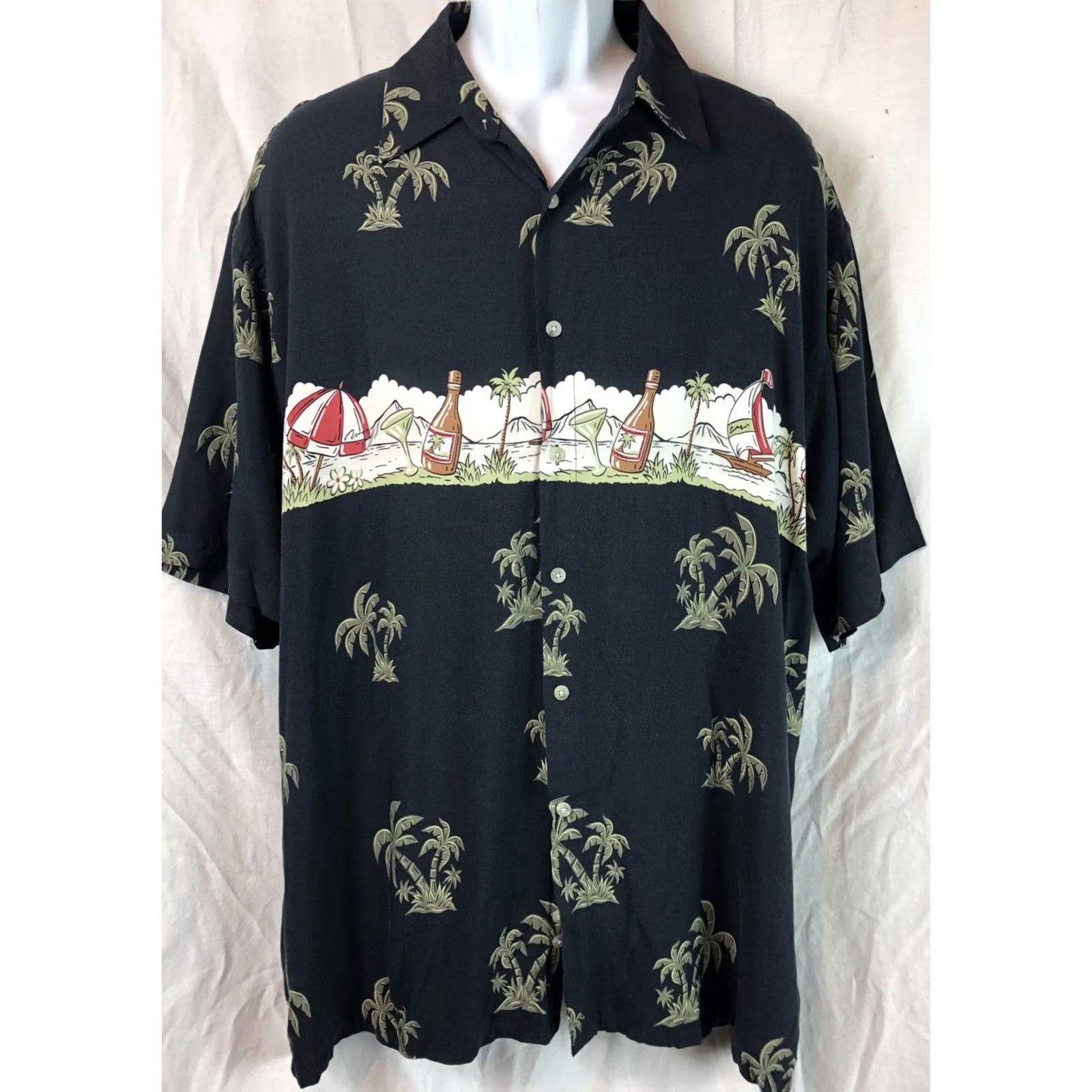 Etro Vintage Hawaiian Shirt XL Black Rayon ButtonUp Retro Party Drink Luau Beach Size US XL / EU 56 / 4 - 5 Thumbnail